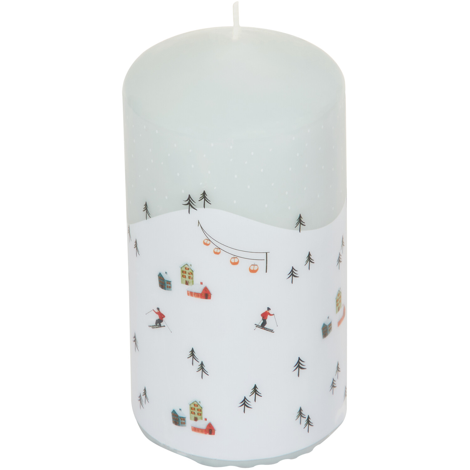 Ski Scene Pillar Candle Image 2