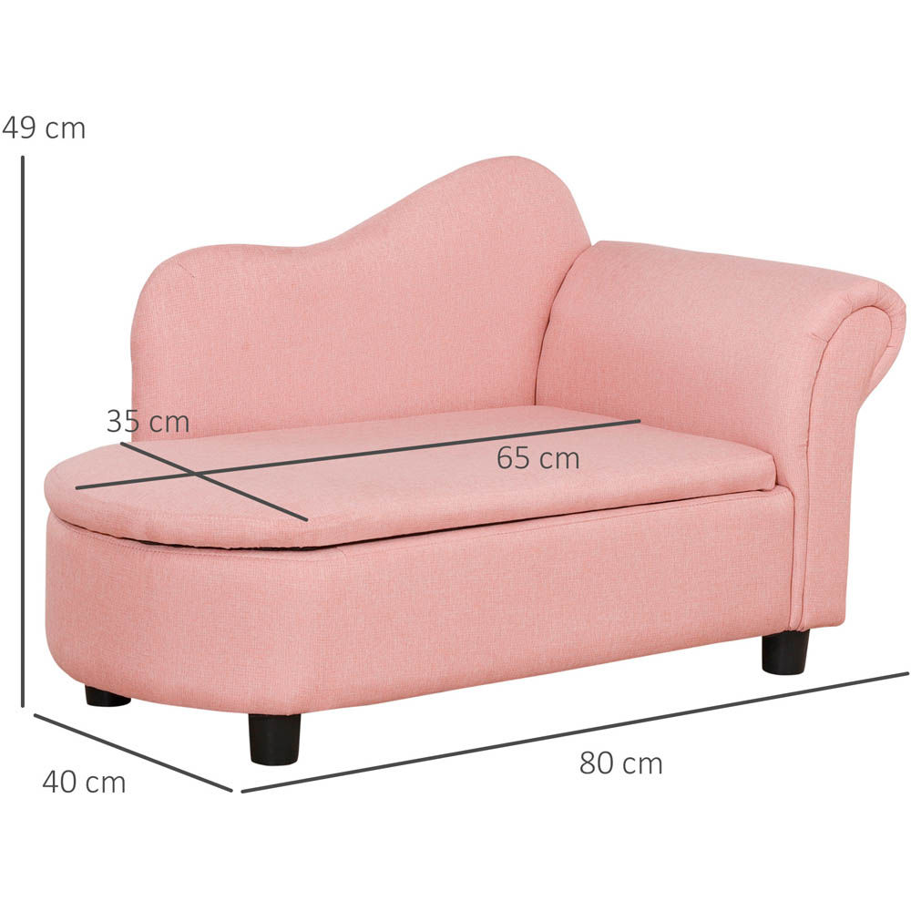 HOMCOM Kids Sofa Couch Toddler Armchair with Storage for Bedroom Pink Image 9