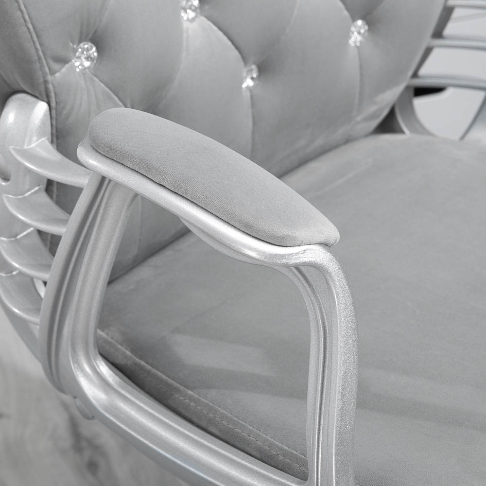Portland Grey Velvet Swivel Office Chair Image 6