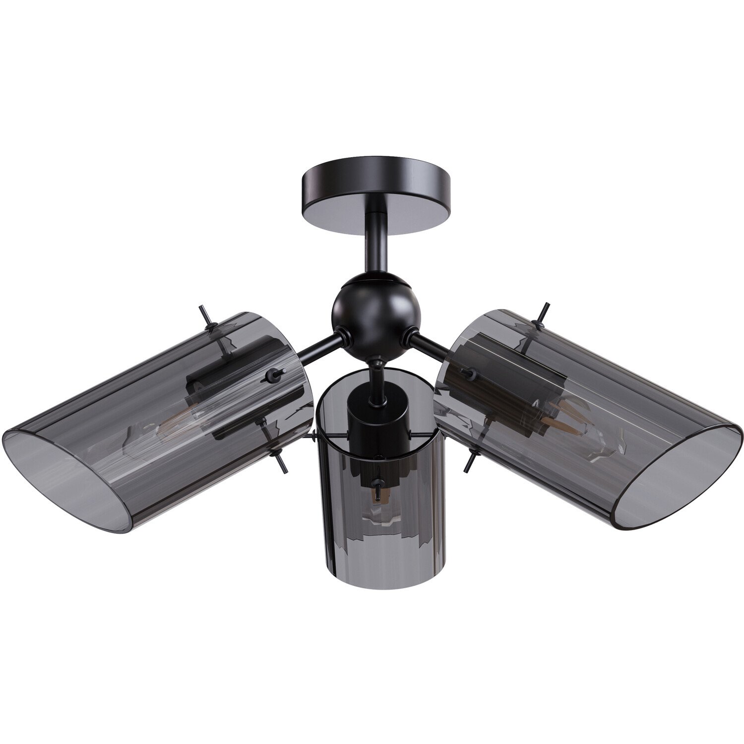 Bodhi 3 Arm Flush Ceiling Fitting Black Image 1