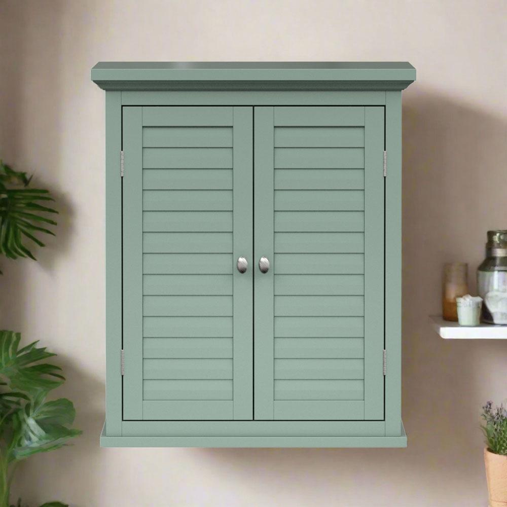 Teamson Home Glancy 2 Door Sage Green Wooden Removable Corner Wall Cabinet Image 8