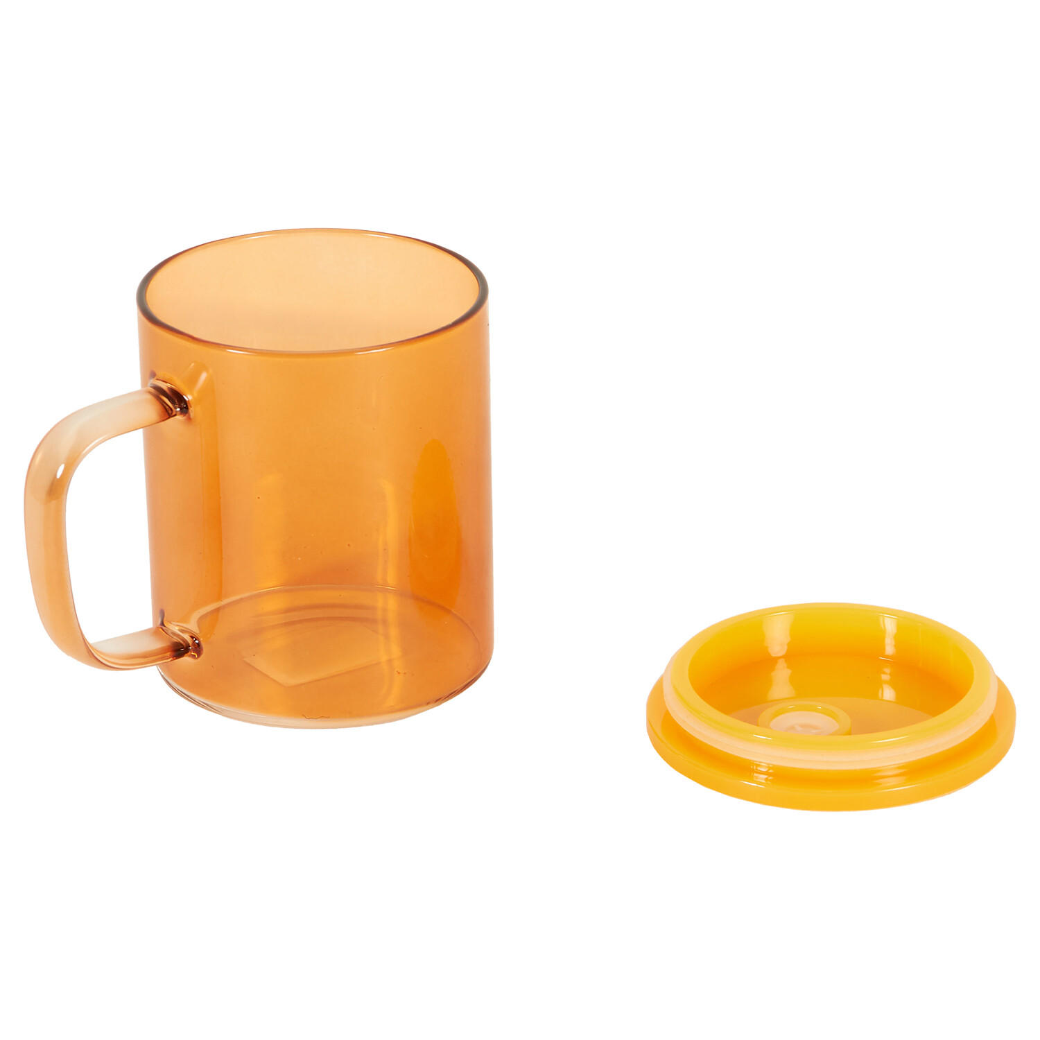 Colour Glass Mug with Plastic Lid 450ml - Multicolour Image 6