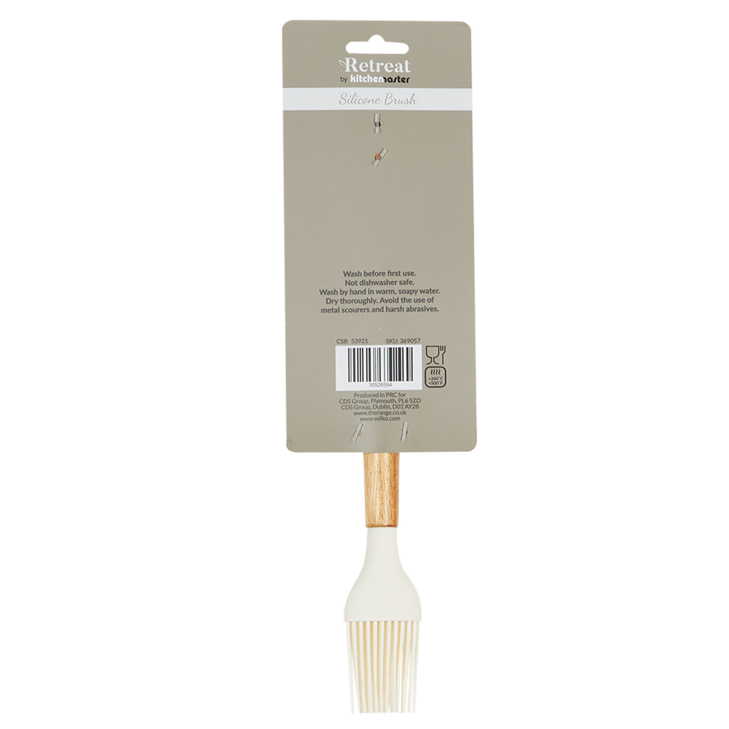Retreat Silicone Brush with Wooden Handle - White and Wood Image 2