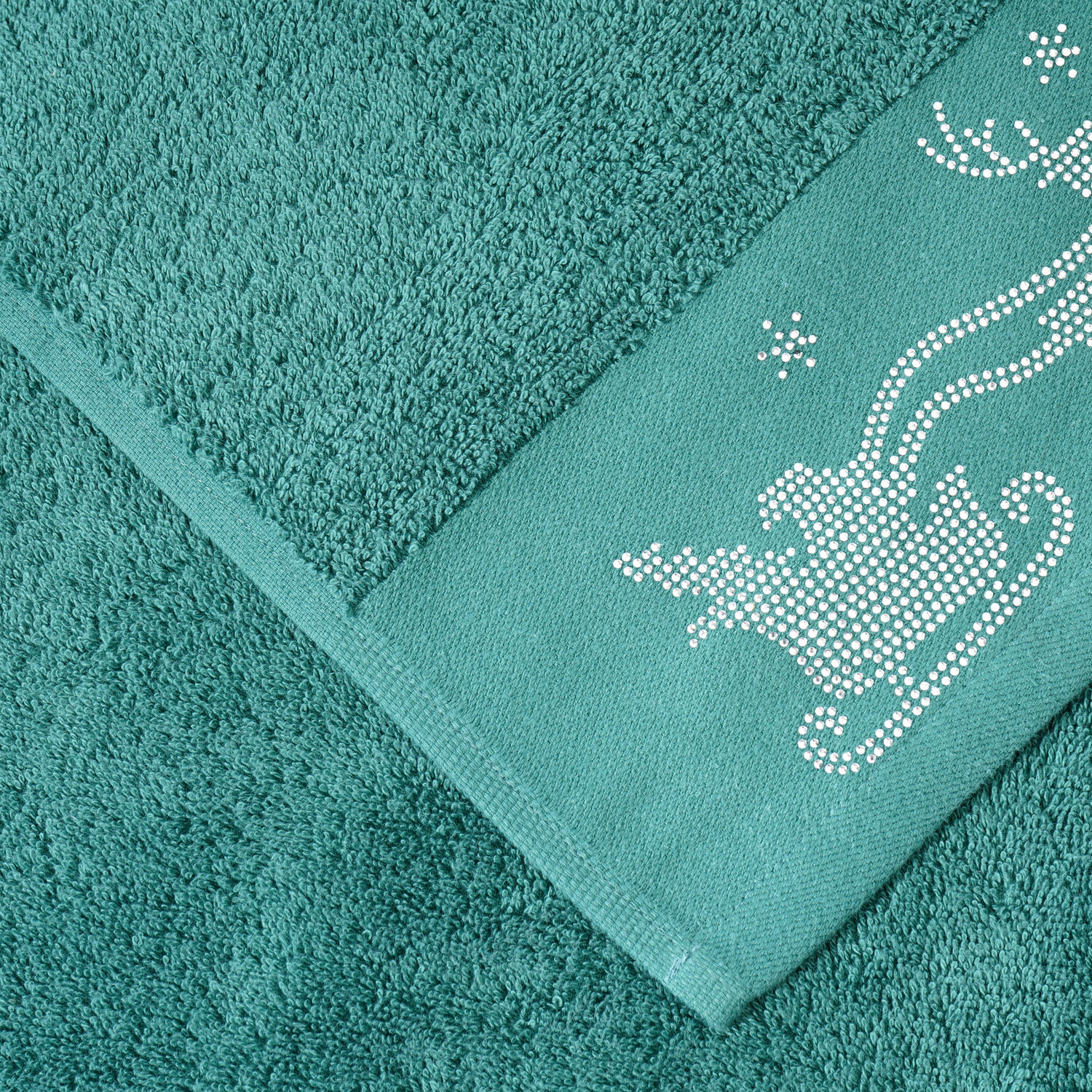 Diamante Sleigh and Reindeer Hand Towel Blue Image 2