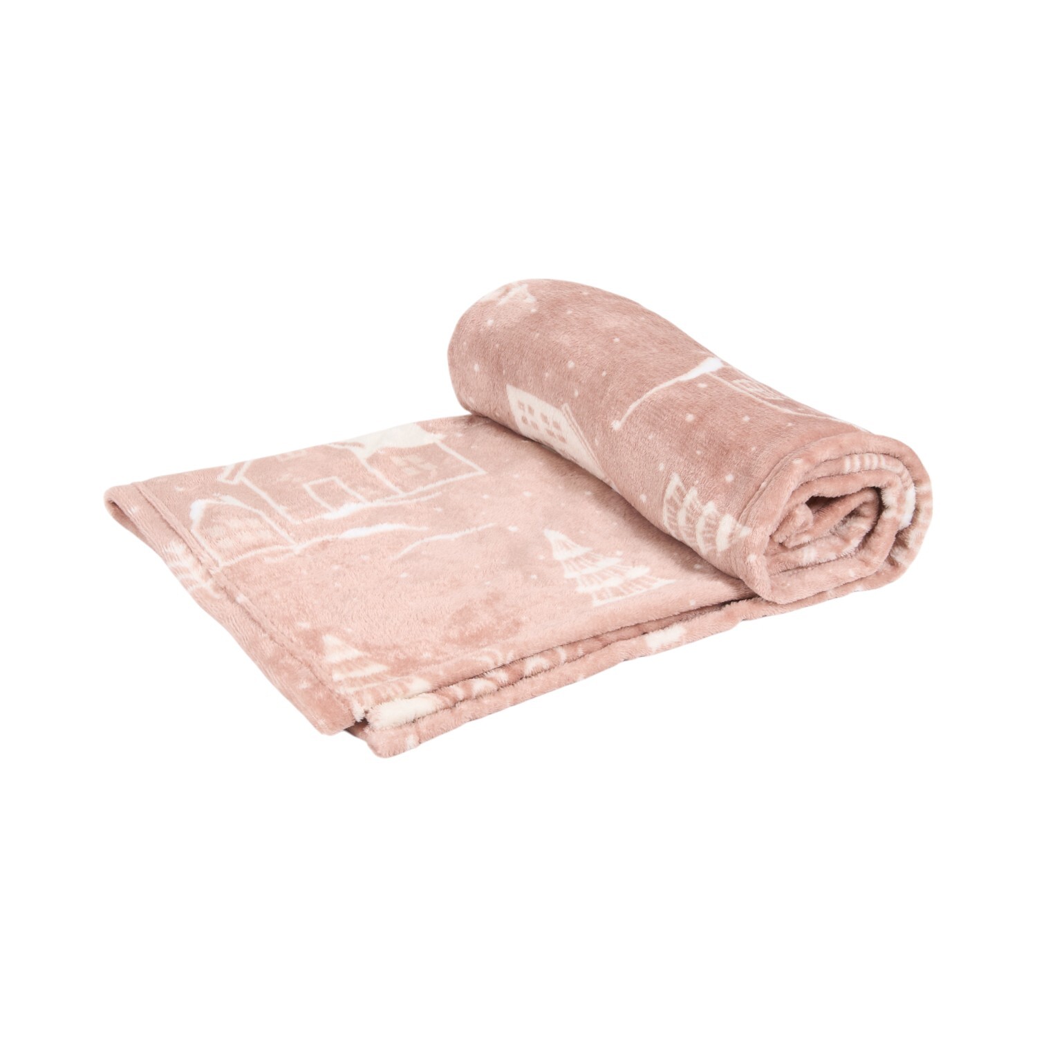 Winter Village Fleece Throw Brown Image 2