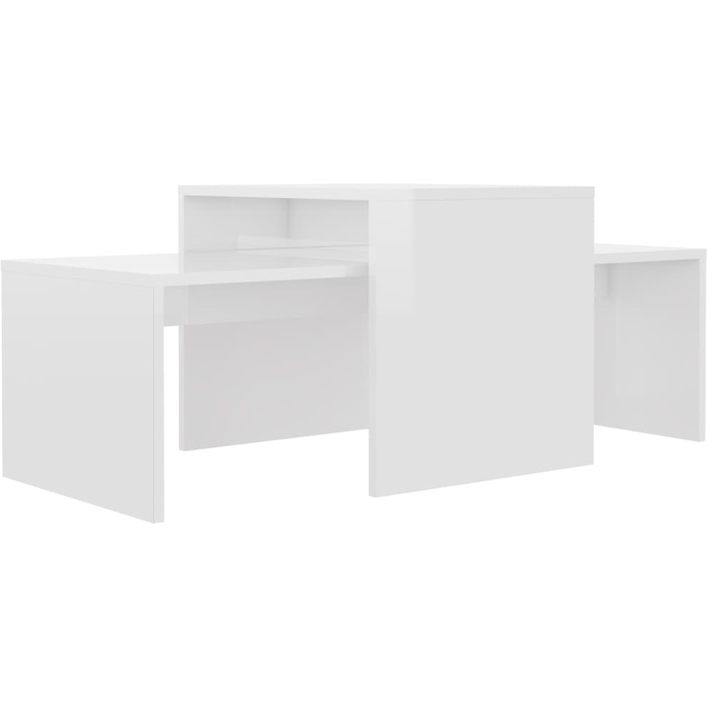 Walplus High Gloss White Nest of Coffee Tables Set of 2 Image 2