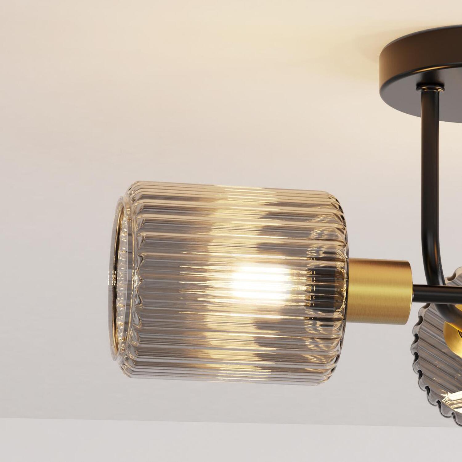Roman 3 Arm Flush Ceiling Fitting Smoked Black Image 4