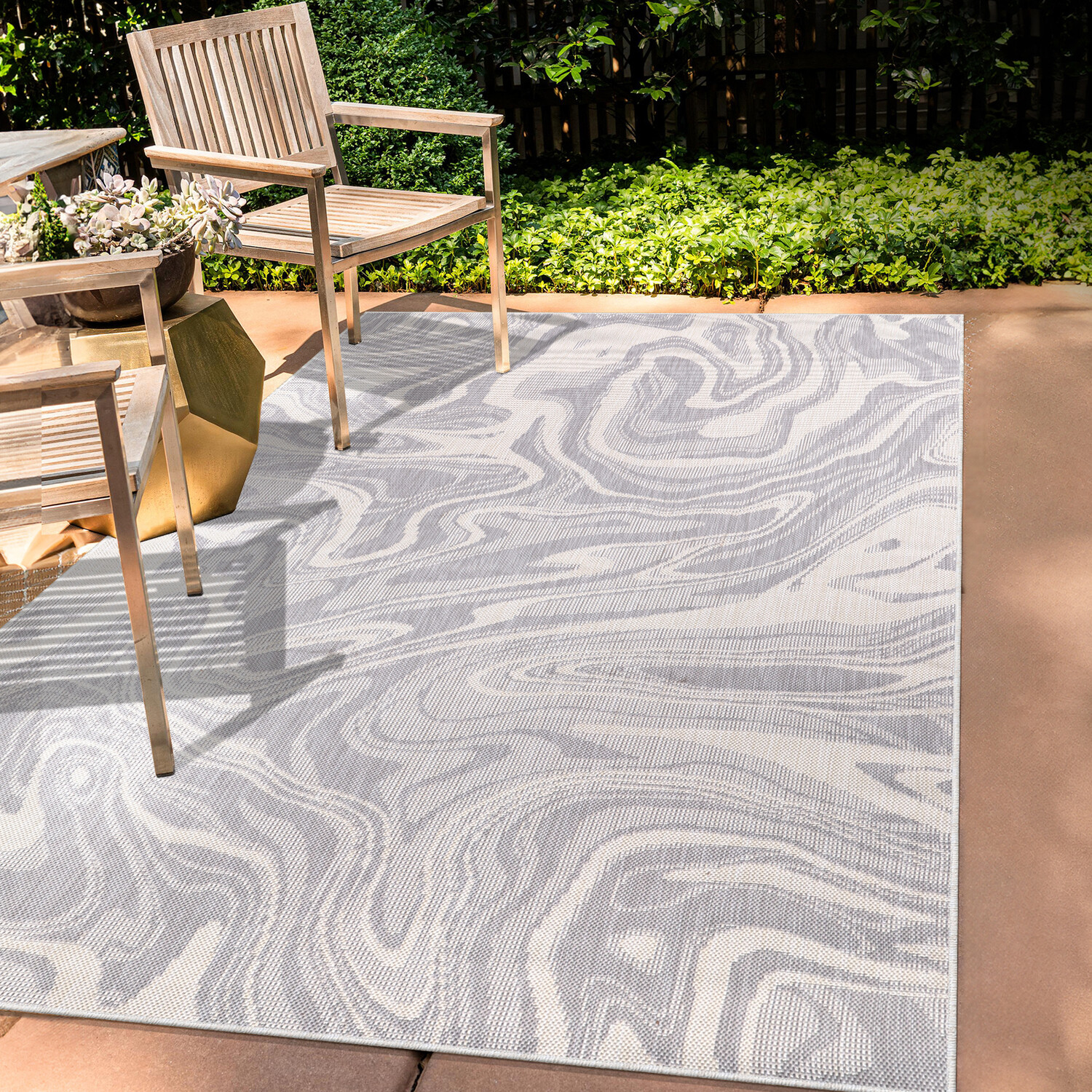 Liquid Marble Effect Rug  - Grey / 120cm Image 2