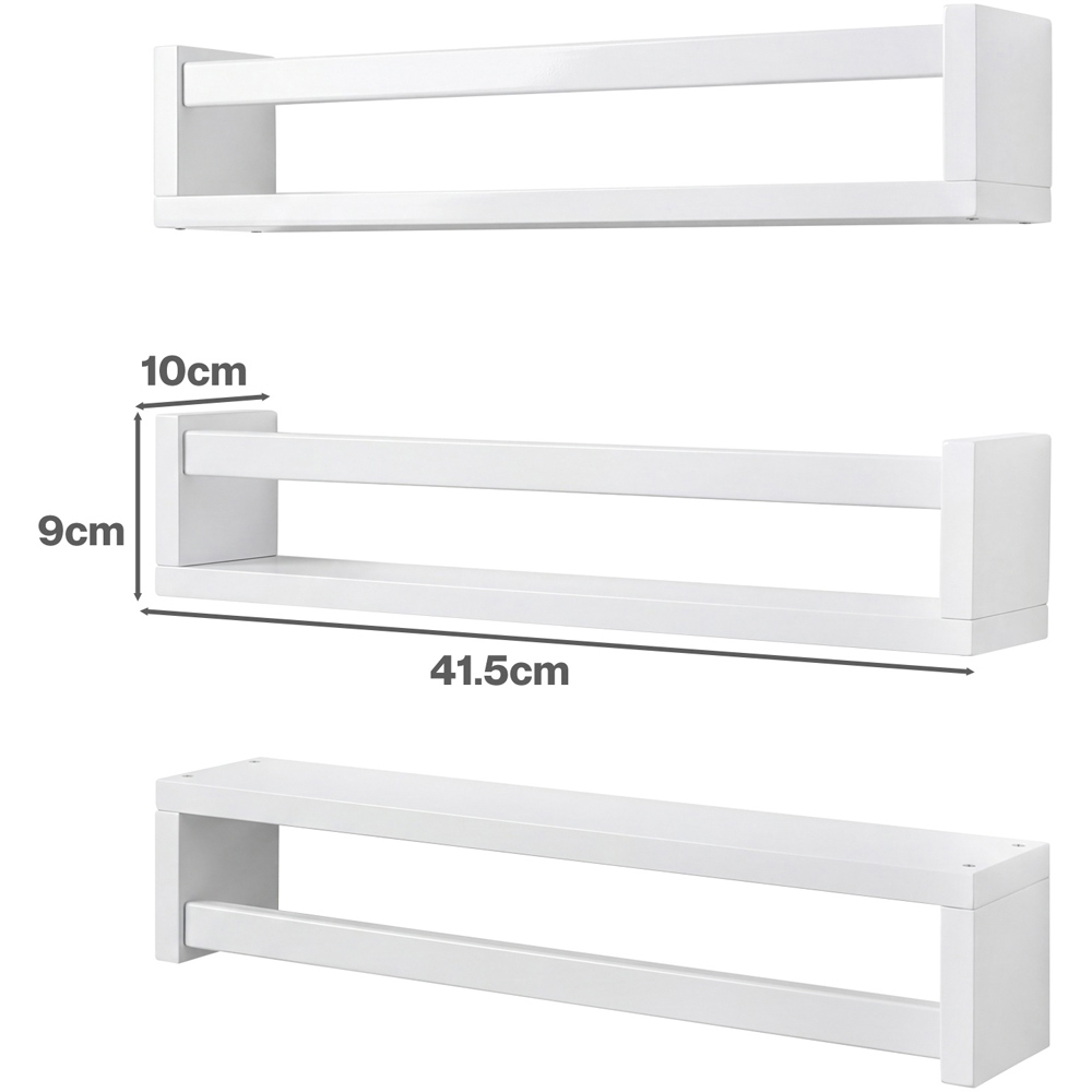 Levede White Solid Pine Wood Wall Mounted Reversible Floating Nursery Book Shelf Set of 3 Image 9