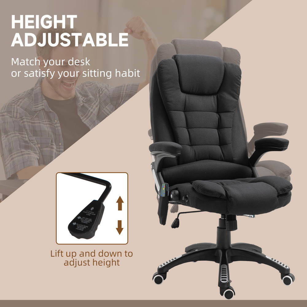 Portland Black Linen Swivel Massage Recliner Office Chair Image 4