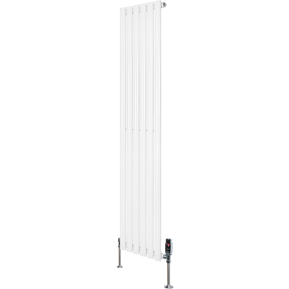 2881 Radiator MonsterShop White Oval Single Column Radiator and Chrome Valve Set 2881 ...