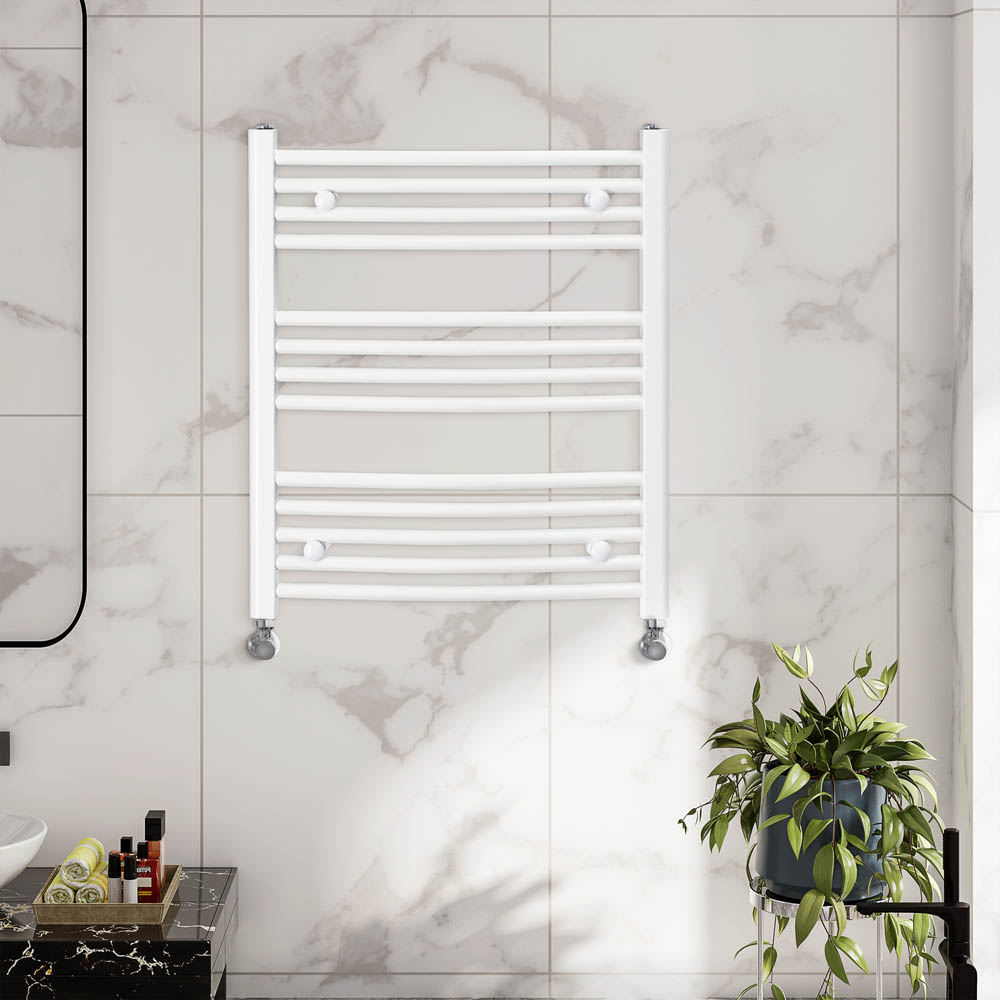 HOMCOM Heated Towel Rail, Hydronic Bathroom Ladder Radiator 600mm x 700mm White Image 5