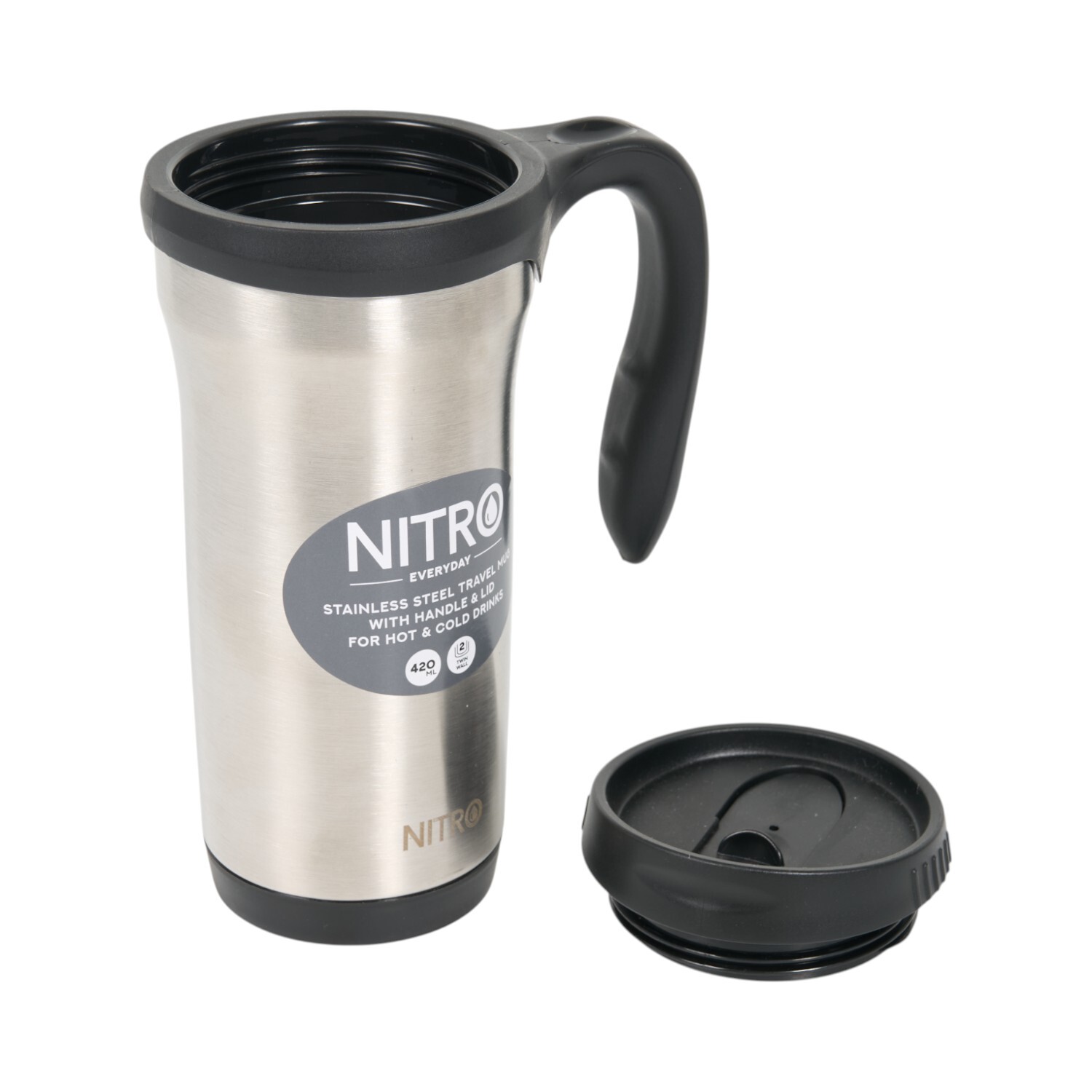 Nitro Double Wall Travel Mug Silver Image 4