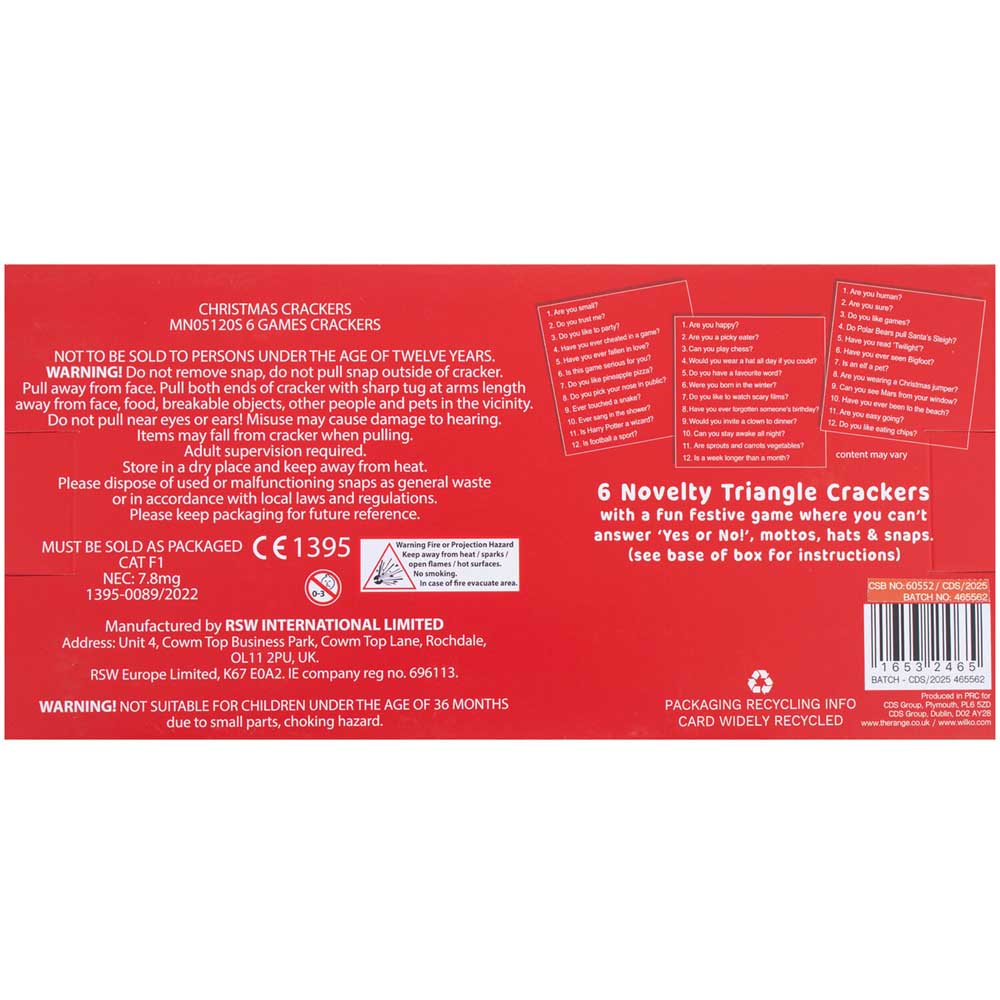 Pack of 6 Novelty Triangle Crackers - Multicolour Image 3