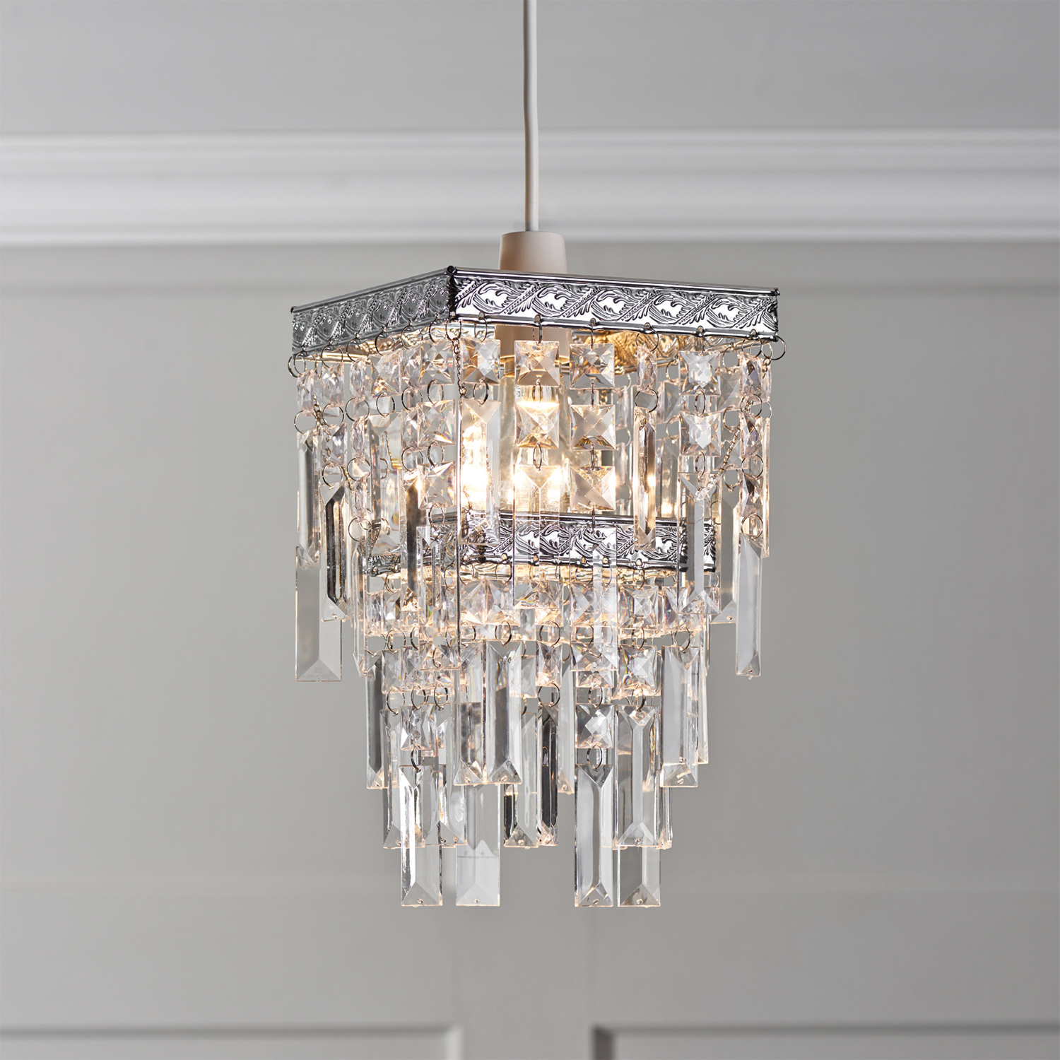 Clear 2 Tier Square Pendant Light Image 2