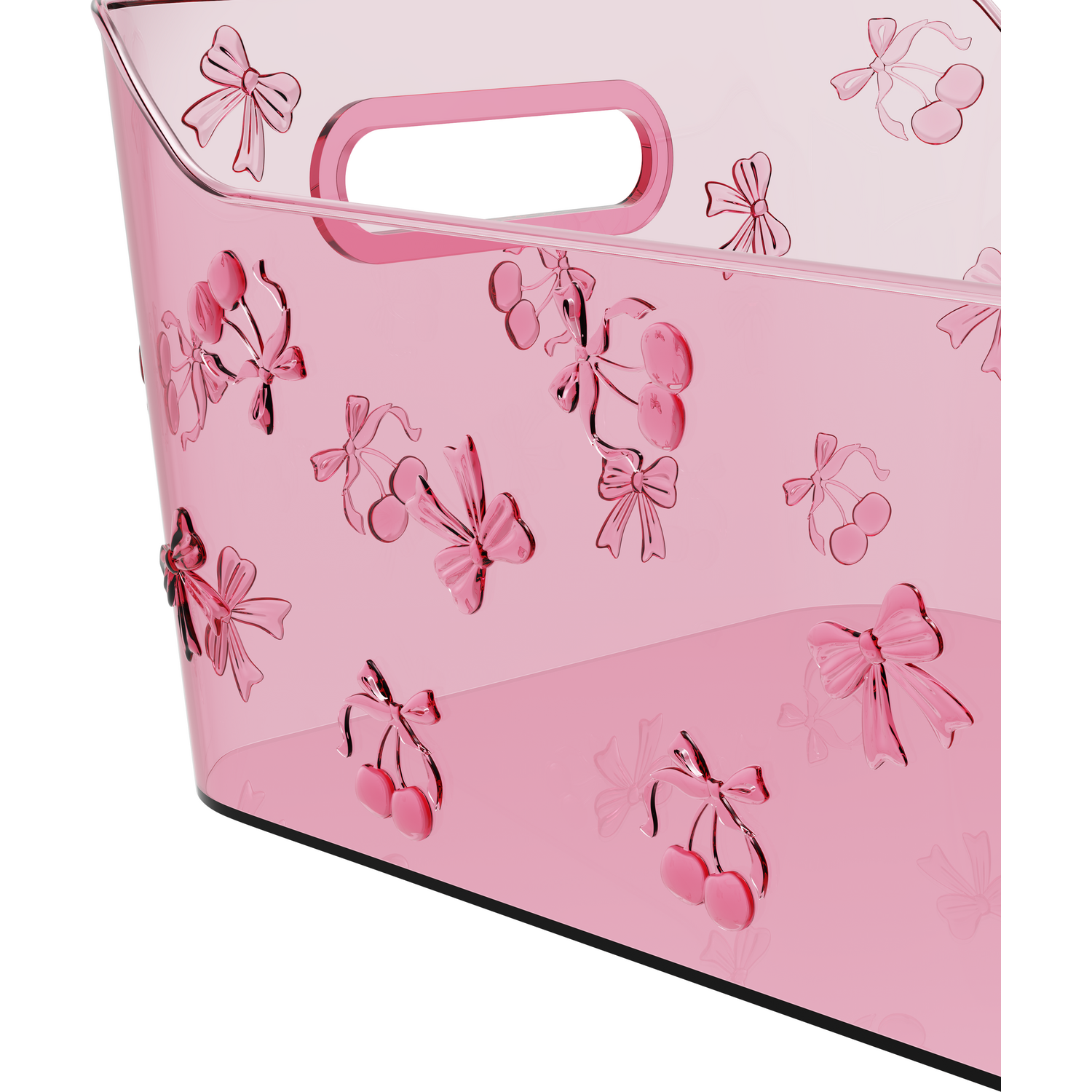 Cherry Bow Storage Basket Pink Image 4