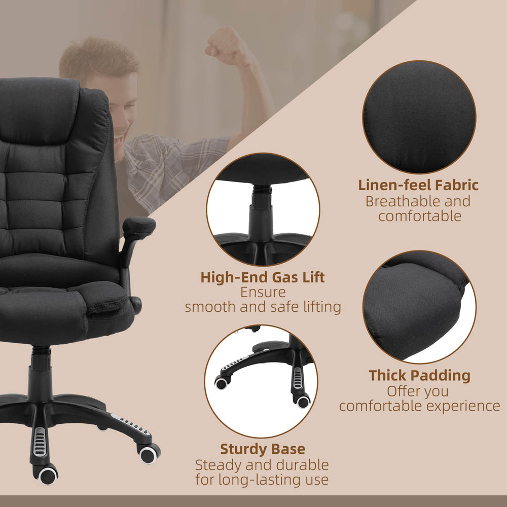 Portland Black Linen Swivel Massage Recliner Office Chair Image 6