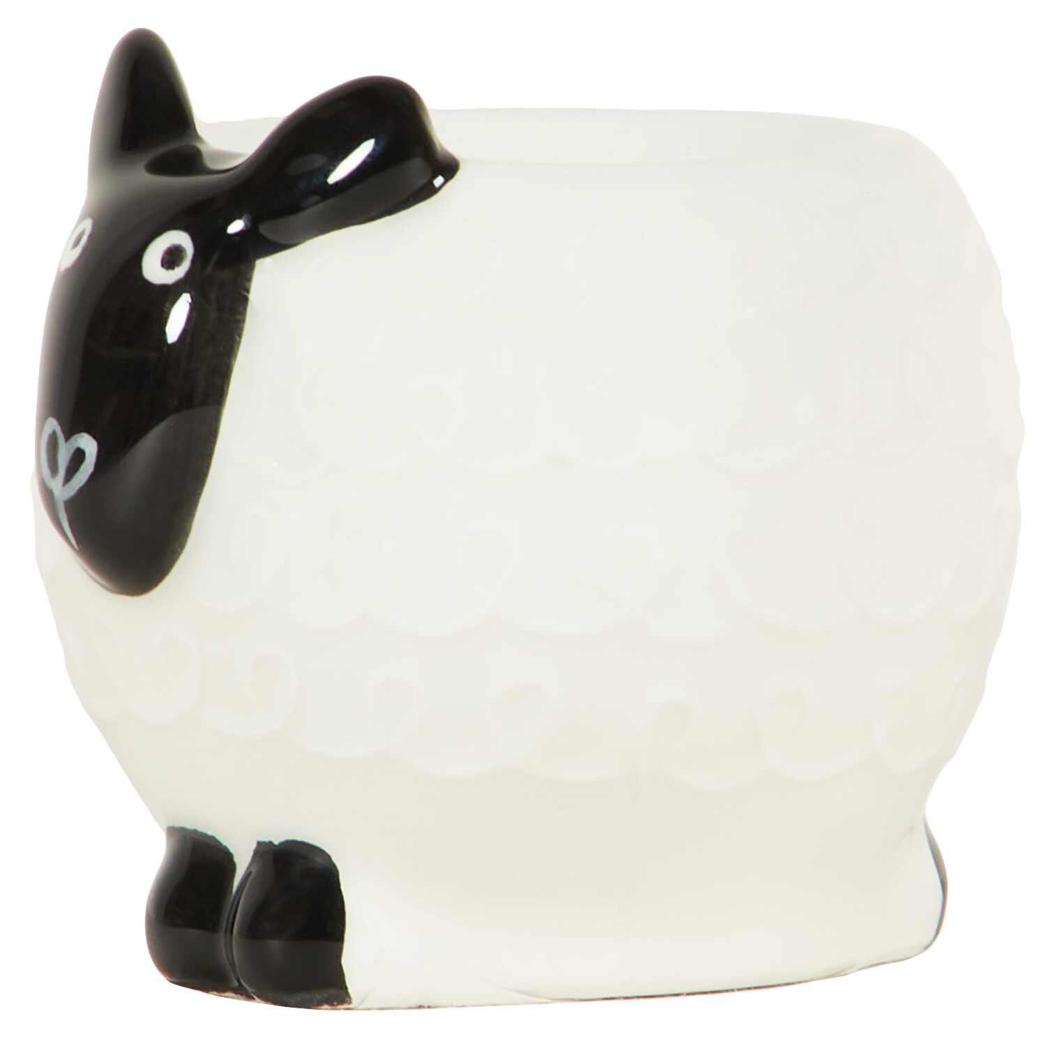 Highland Flock 3D Ceramic Hand Painted Sheep Egg Cup - White and Black Image 2