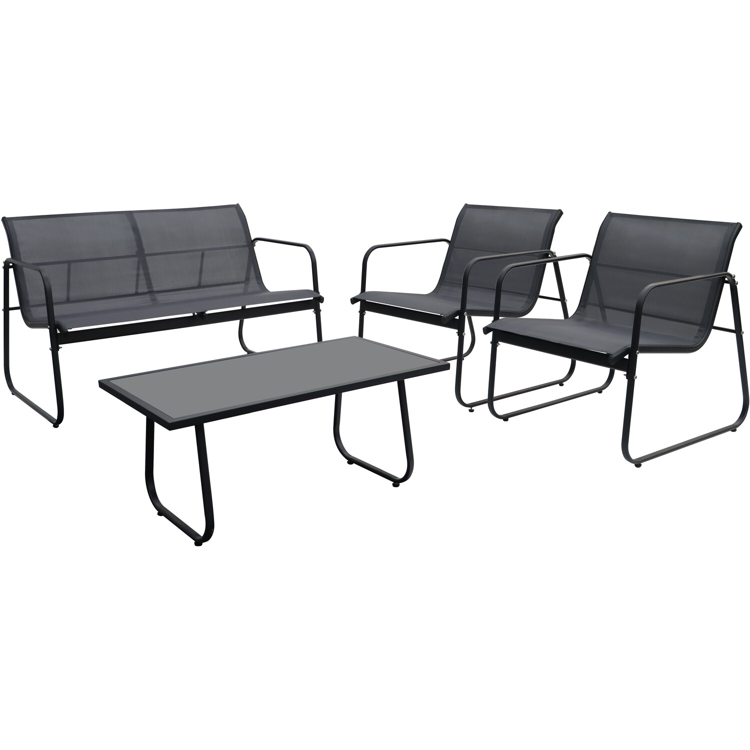 Turin 4 Seater Grey Textilene Sofa Lounge Set Image 6