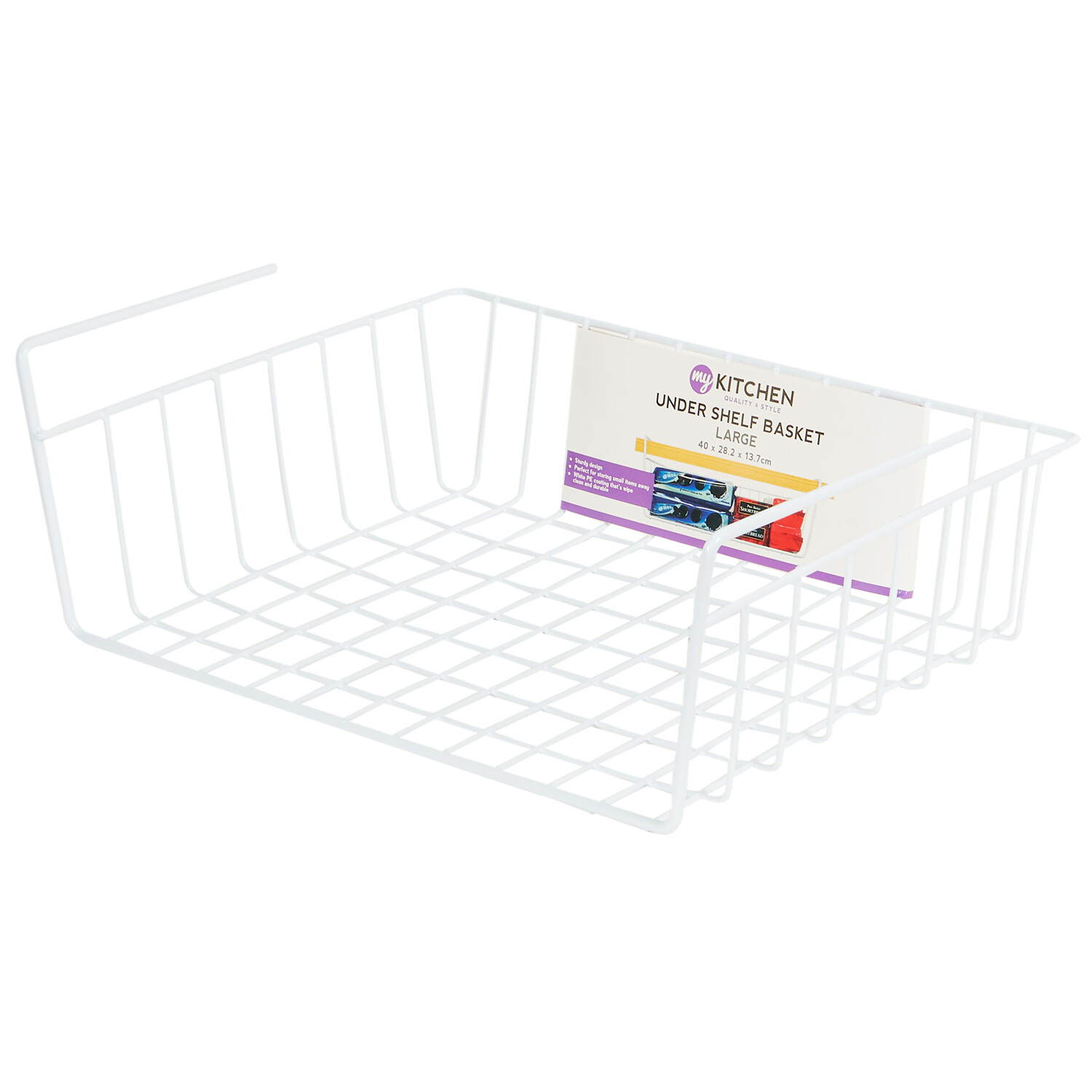 White Large Undershelf Basket - White Image 4