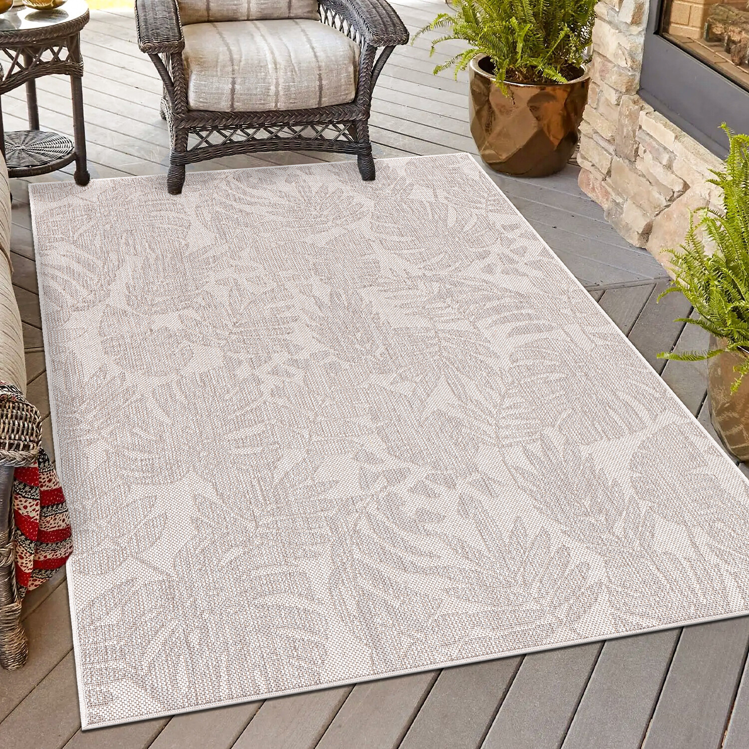 California Leaf Indoor and Outdoor Rug - Neutral / 160cm Image 2