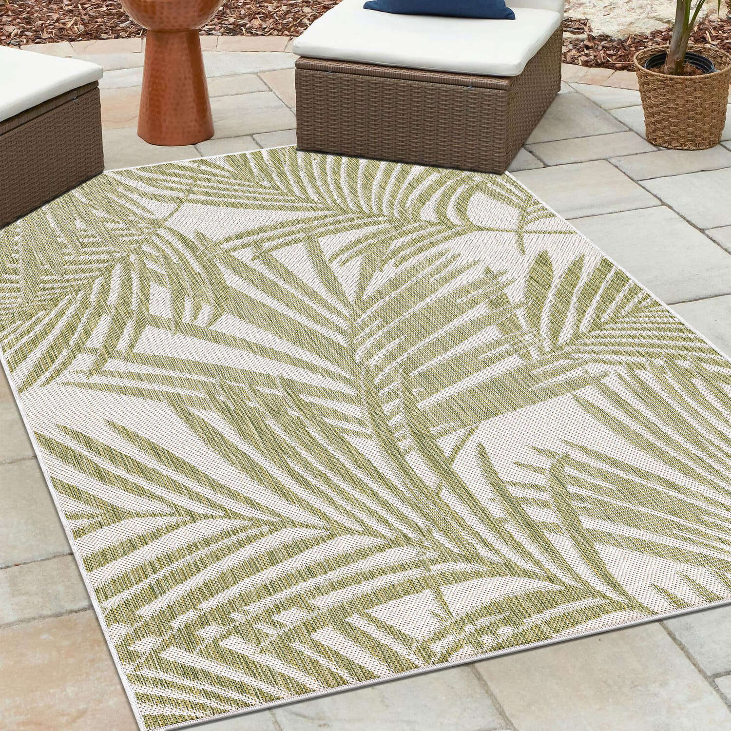 Miami Palm Indoor and Outdoor Rug  - Green / 120cm Image 2