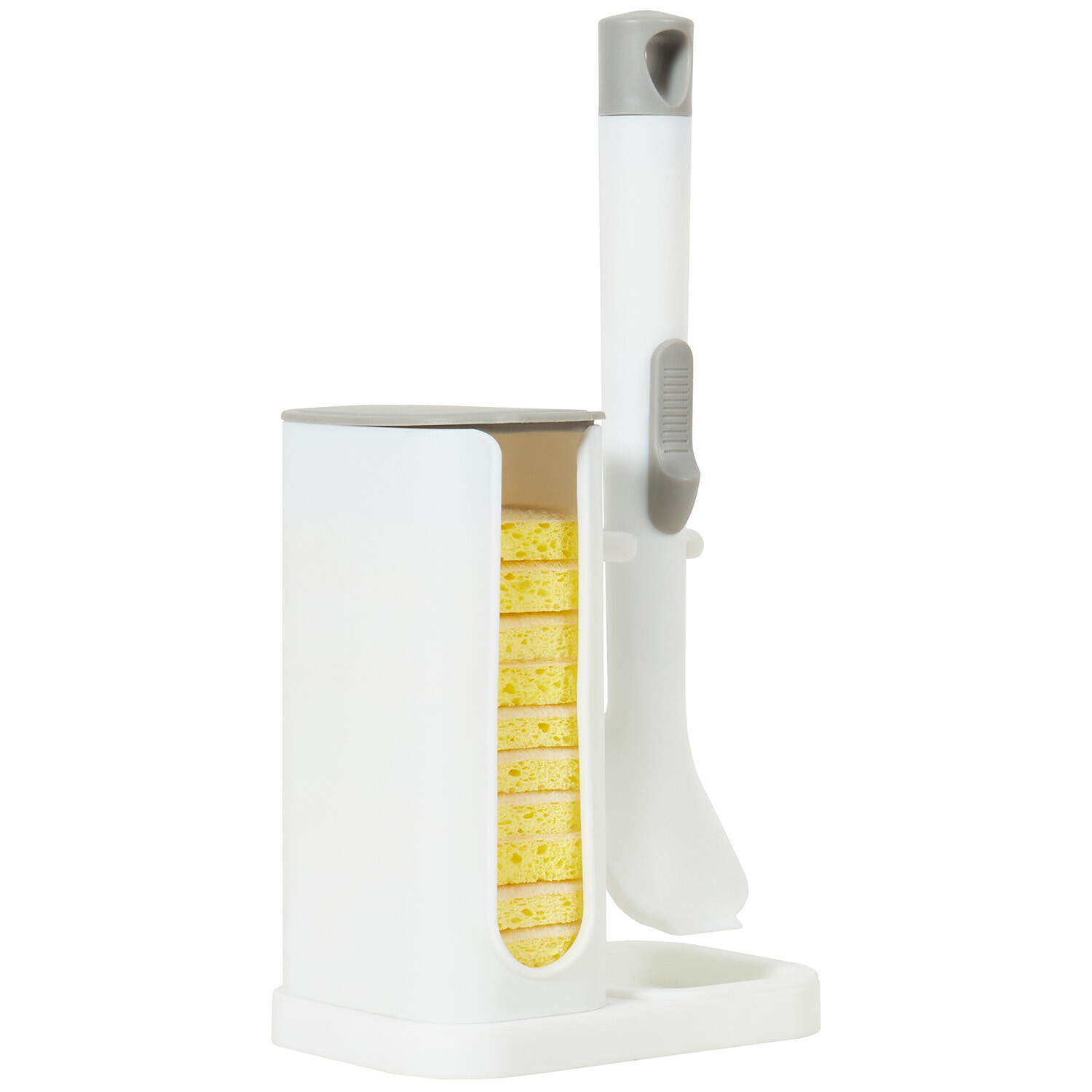 Sponge Soap Dispensing Dish Brush Set - White Image 2