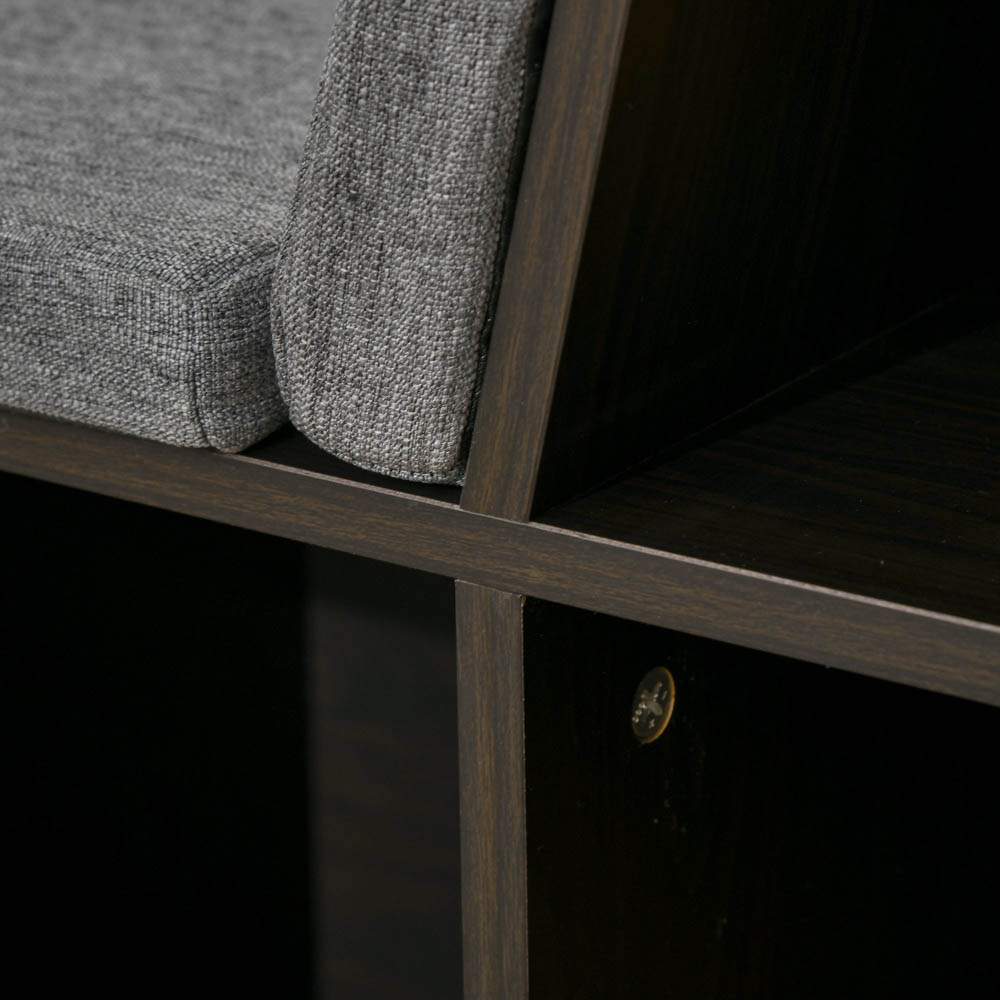 HOMCOM Brown and Grey 6 Shelf Kids Bookcase with Seat Image 8
