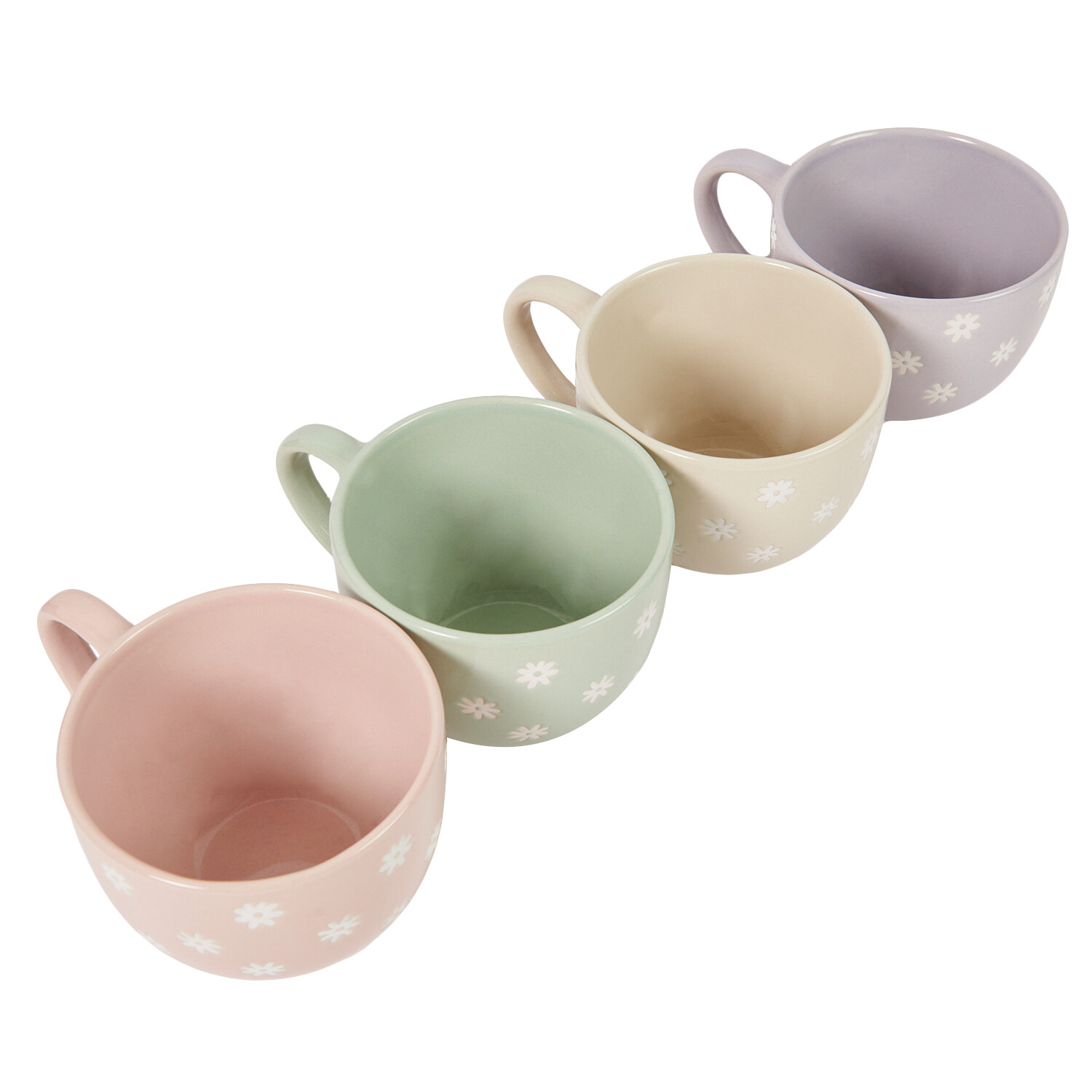 Pack of 4 Daisy Coloured Mugs - Multicolour Image 7