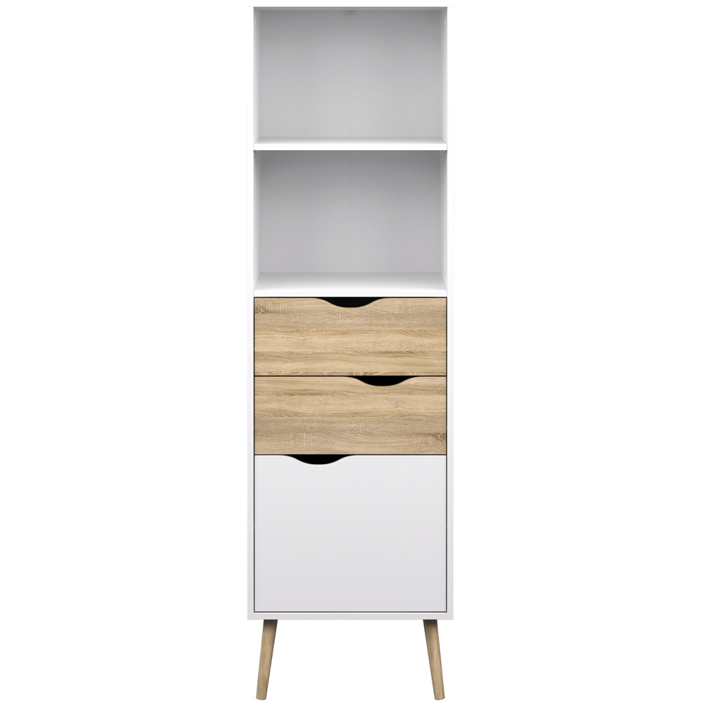 Furniture To Go Oslo White and Oak Single Door 2 Drawer Bookcase Image 7