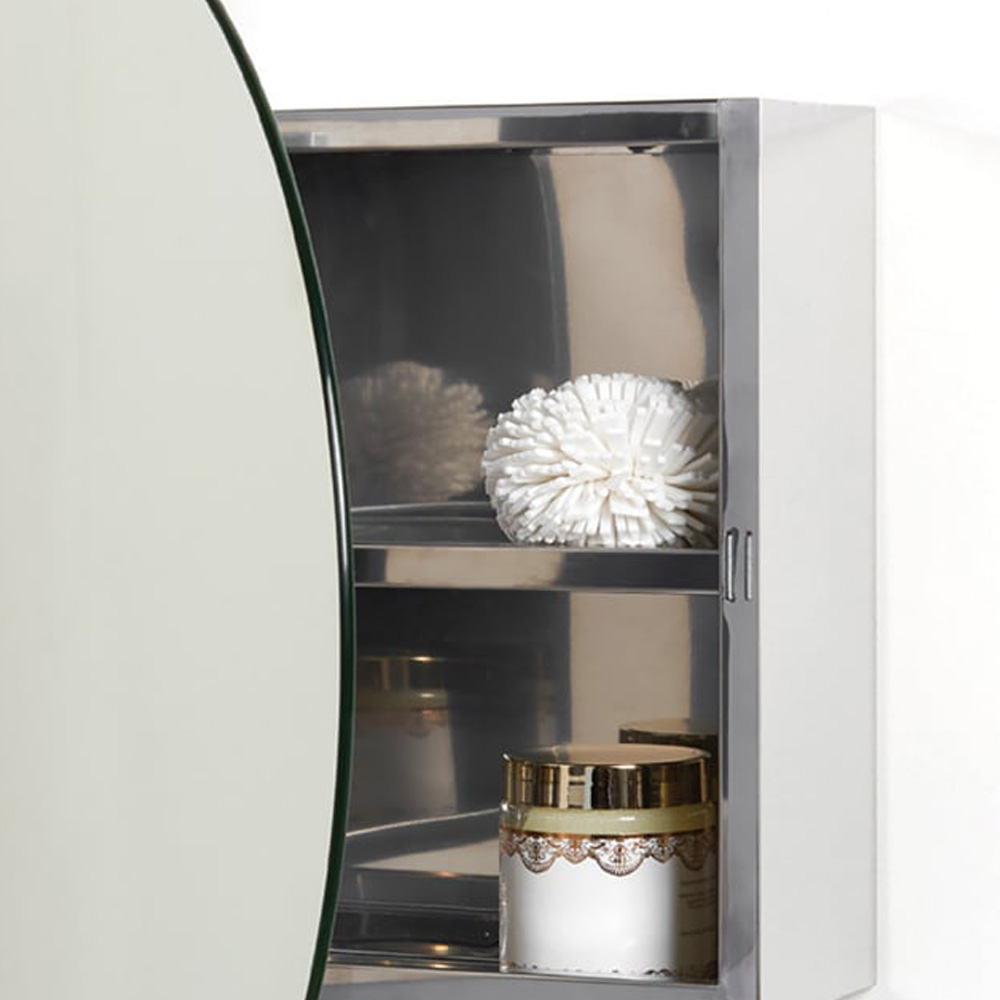 Silver Round Mirror Bathroom Cabinet Image 6