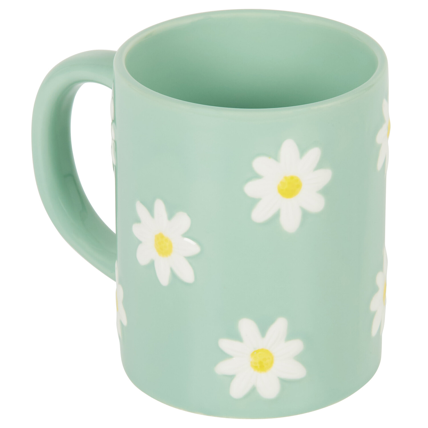 Daisy Handpainted and Embossed Mug - Green Image 4