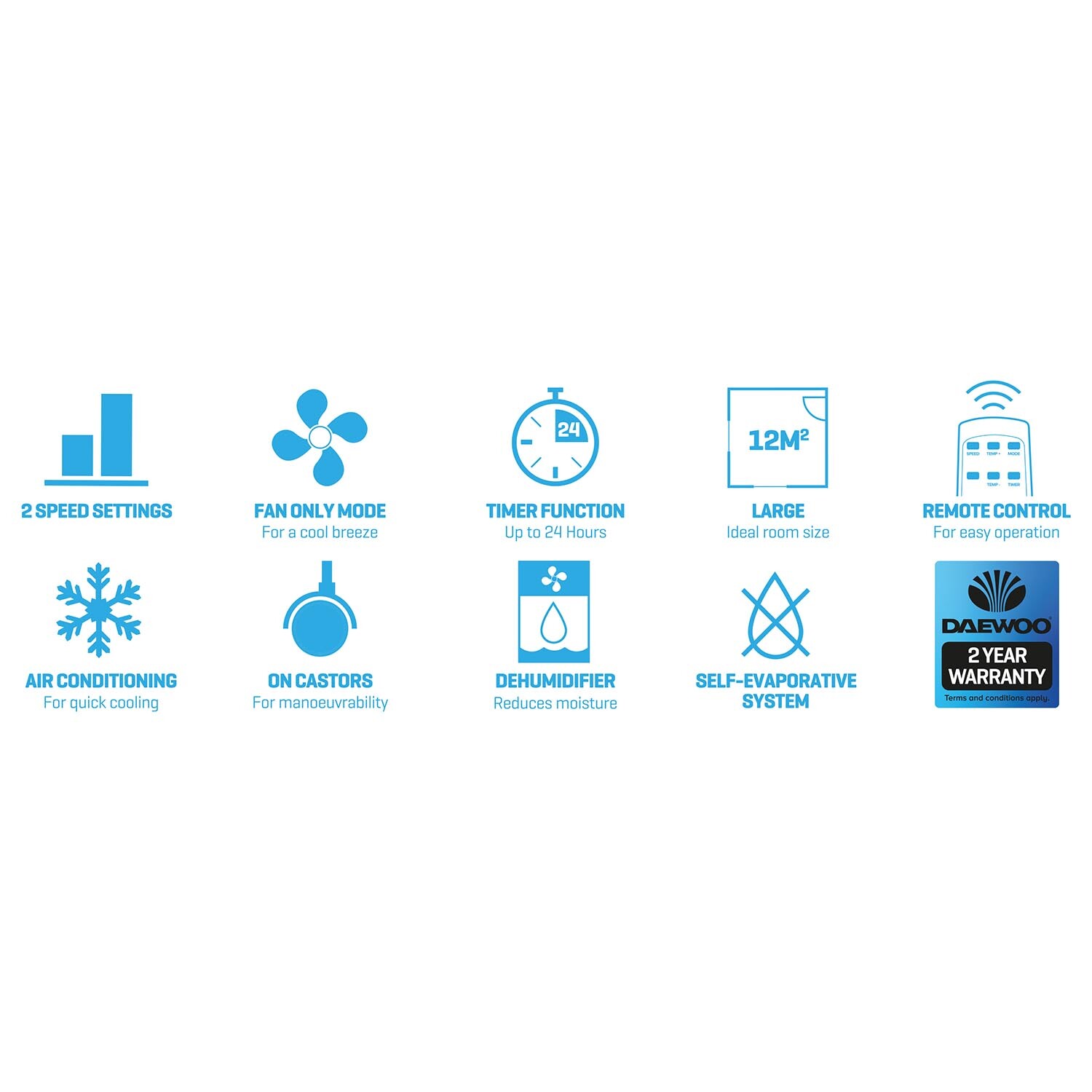 Daewoo White 5000BTU 3 in 1 Air Conditioner Image 2