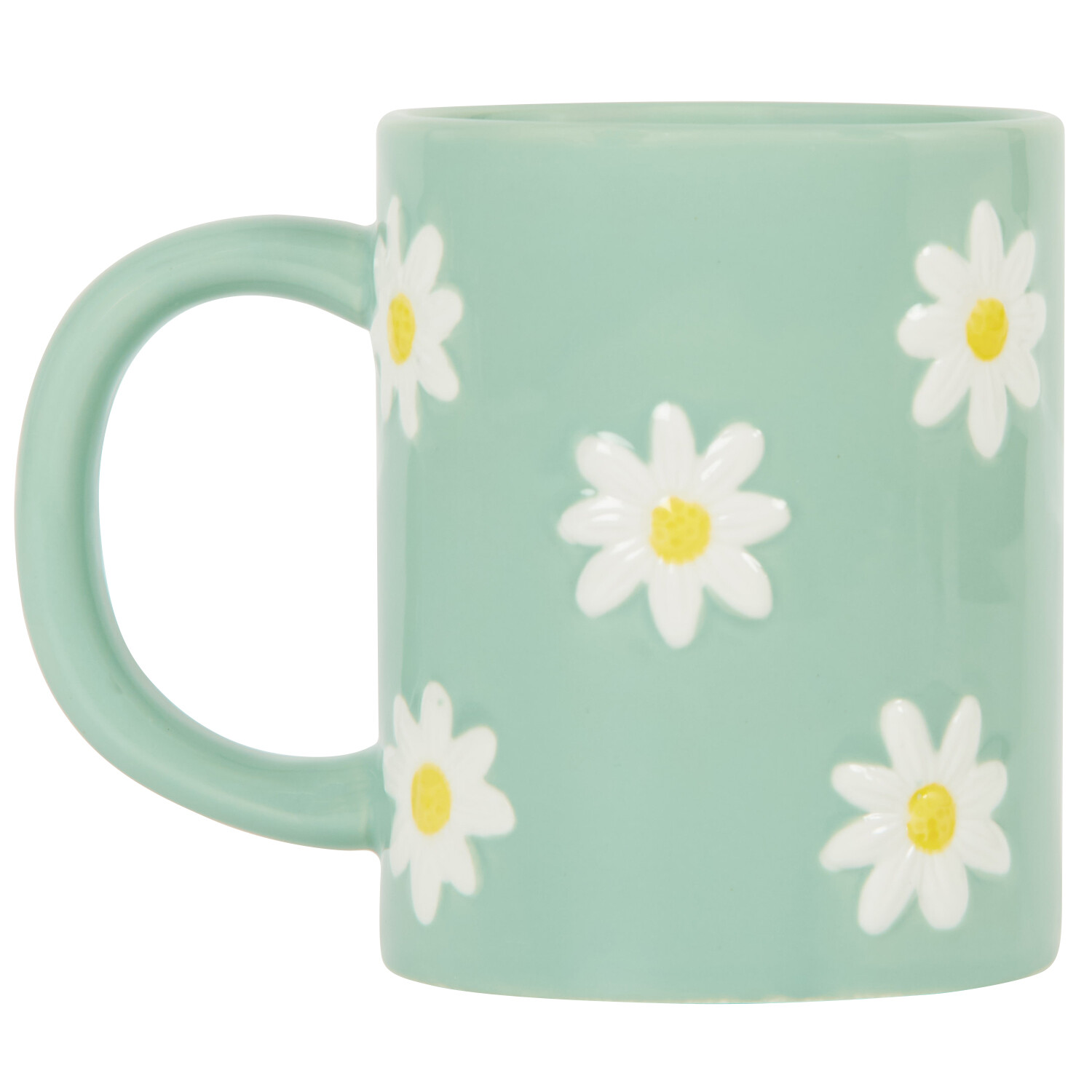 Daisy Handpainted and Embossed Mug - Green Image 2