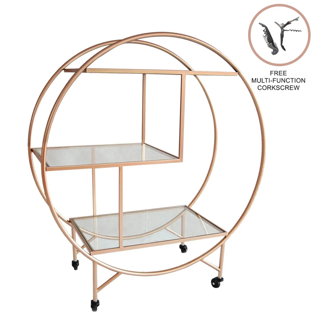 MonsterShop Rose Gold 3-Tier Large Bar Cart Image 4