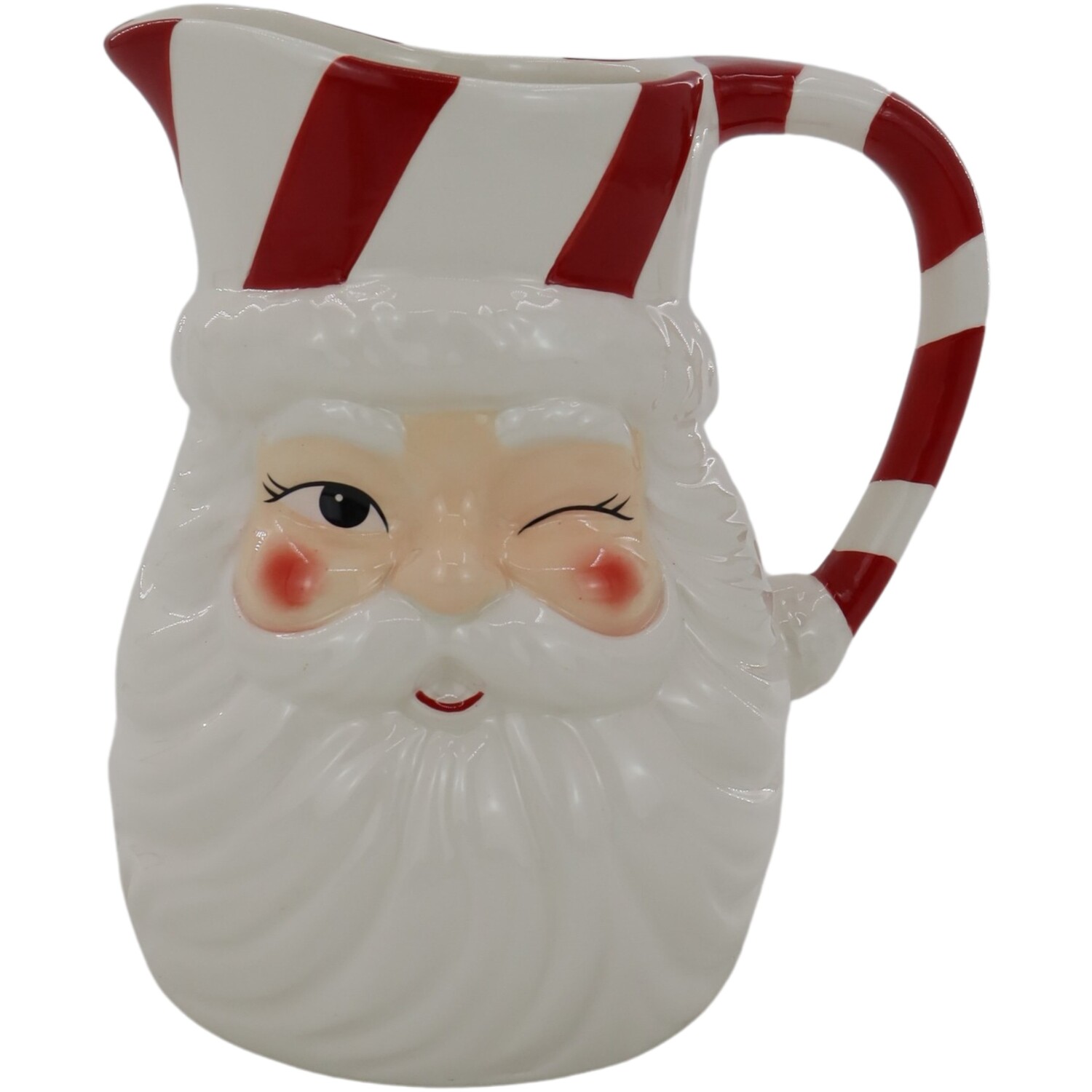 Winking Santa Jug Red and White Image 4