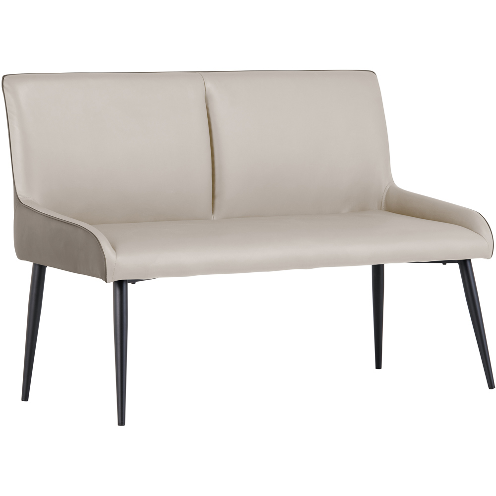WF Nardo Grey and Light Grey Faux Leather 2 Seater Bench with Black Legs Image 2