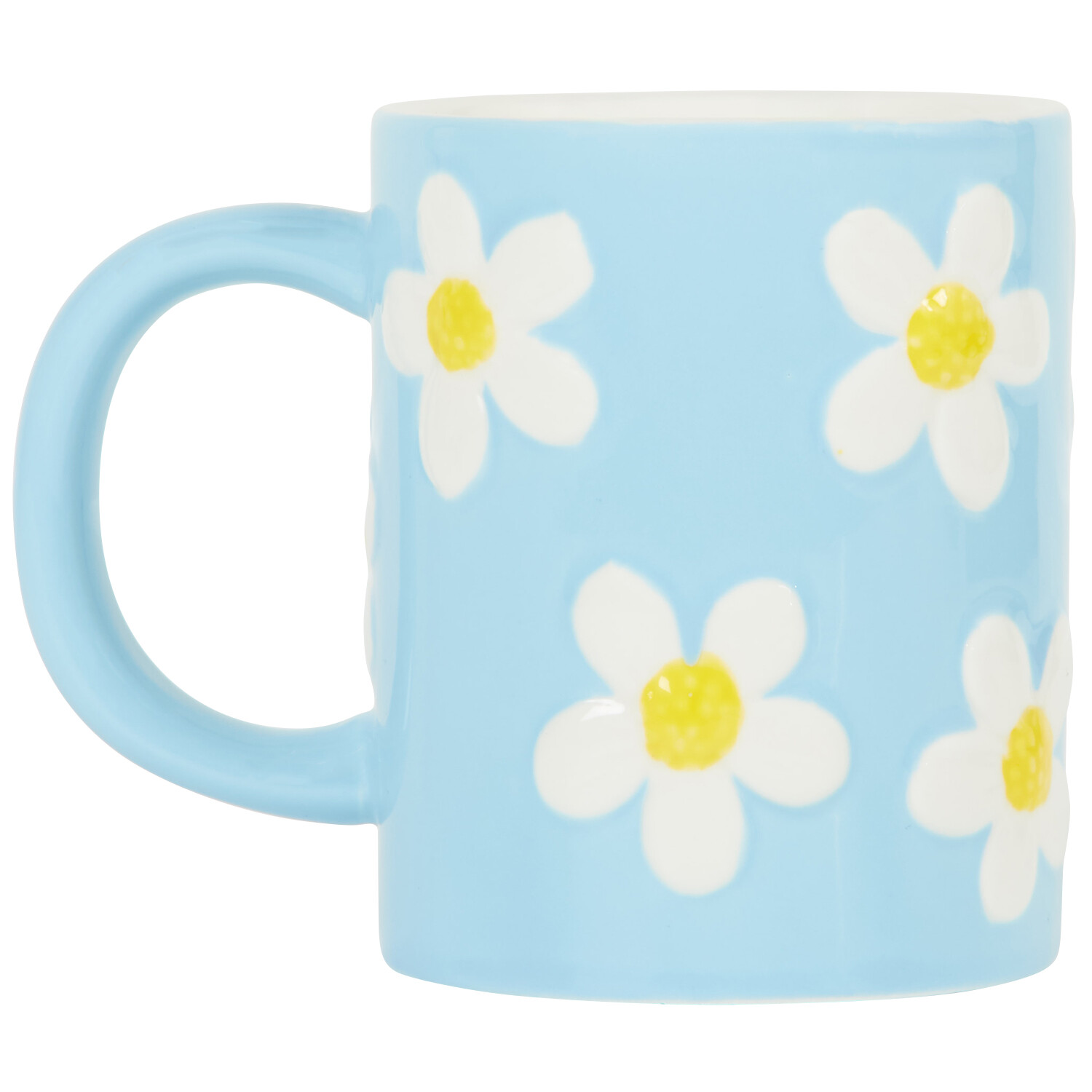 Daisy Handpainted and Embossed Mug - Blue Image 2