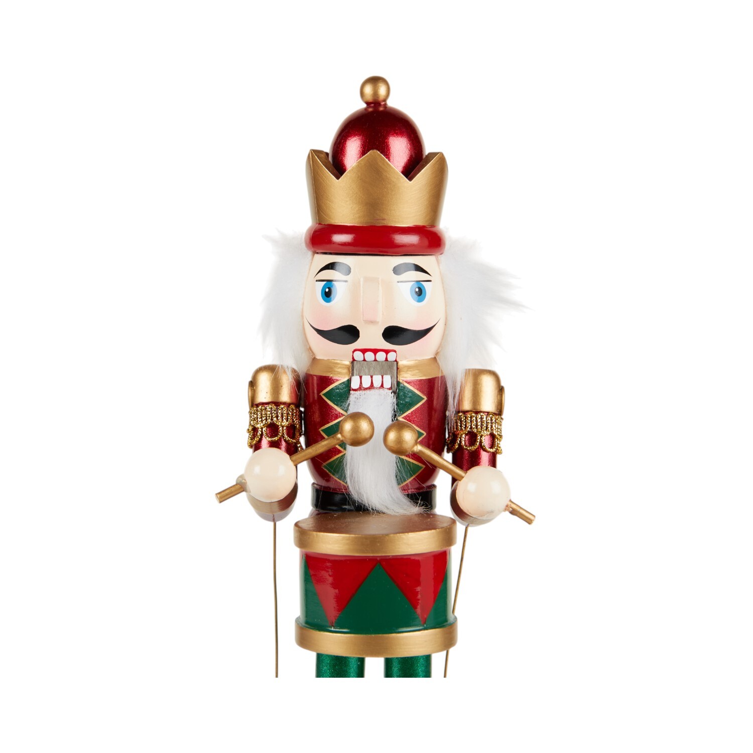 Musical Nutcracker Playing the Drum Ornament Red Image 3