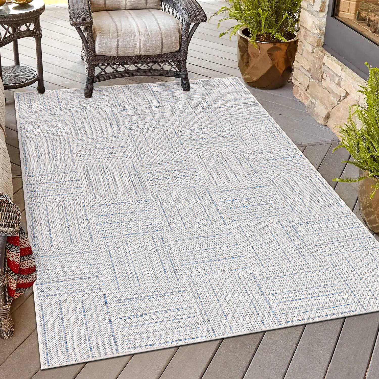 Virginia Stripe Indoor Outdoor Rug - Neutral / 120cm Image 2