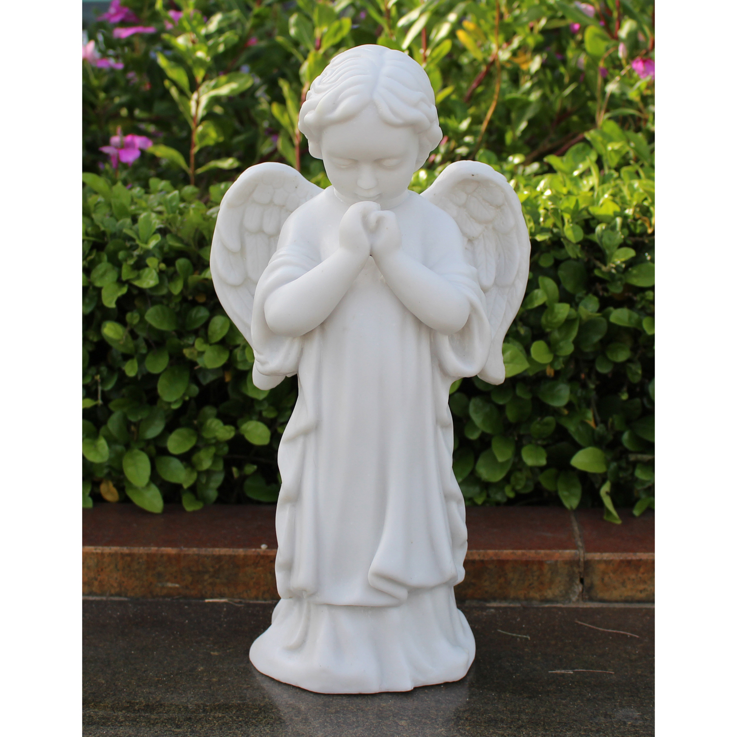 Enigma White Praying Cherub Garden Ornament Image 2