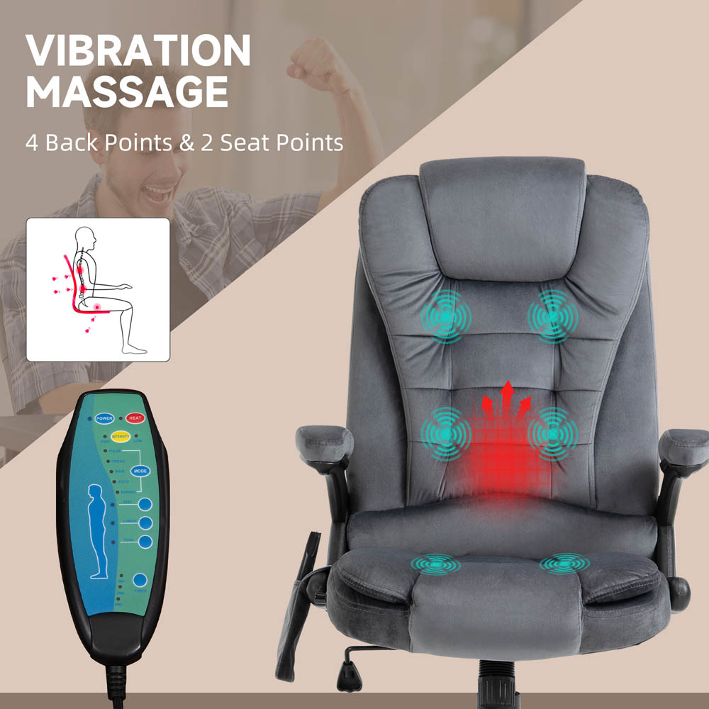 Portland Grey Velvet Massage Swivel Recliner Office Chair Image 3