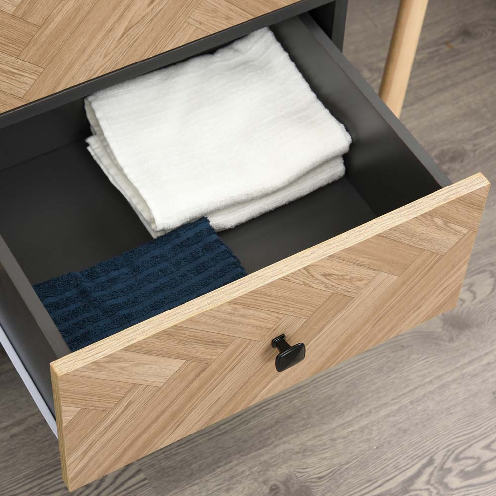 Portland 2 Door 2 Drawer Natural Wood and Black Wardrobe Image 7