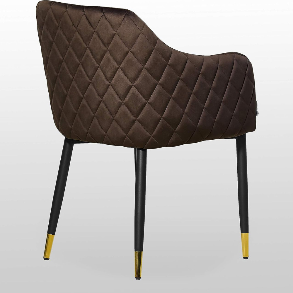 Life Interiors Verona Brown and Gold Velvet Upholstered Dining Chair Set of 2 Image 5