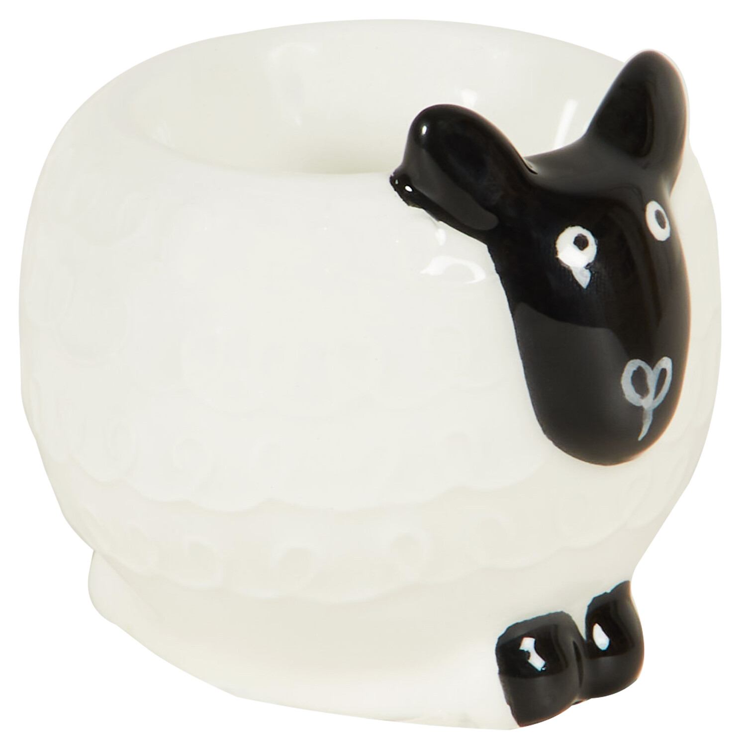 Highland Flock 3D Ceramic Hand Painted Sheep Egg Cup - White and Black Image 4