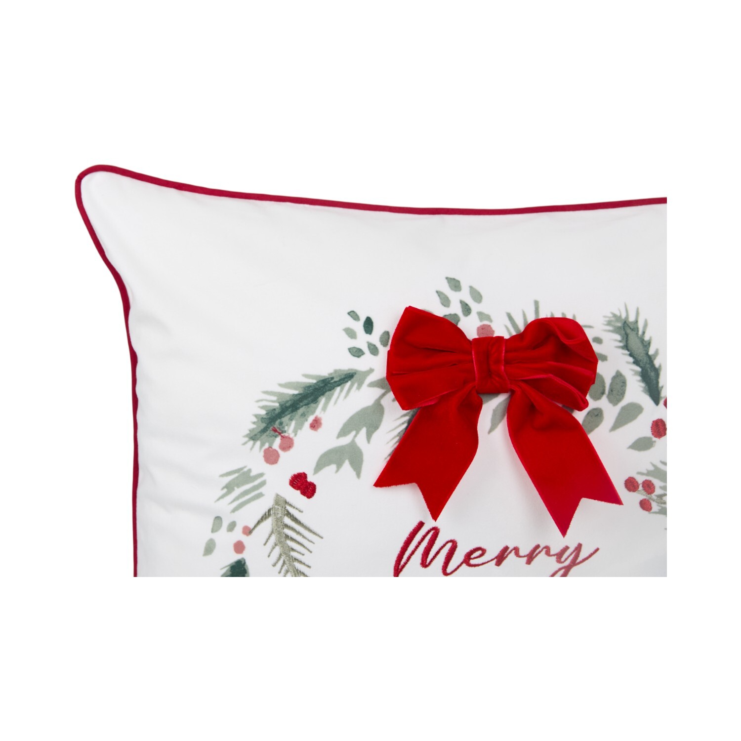 Christmas Wreath Square Cushion Red Image 3