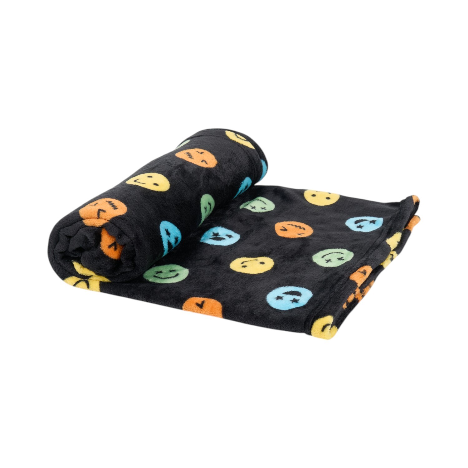 Fun Faces Printed Fleece Throw Black Image 3