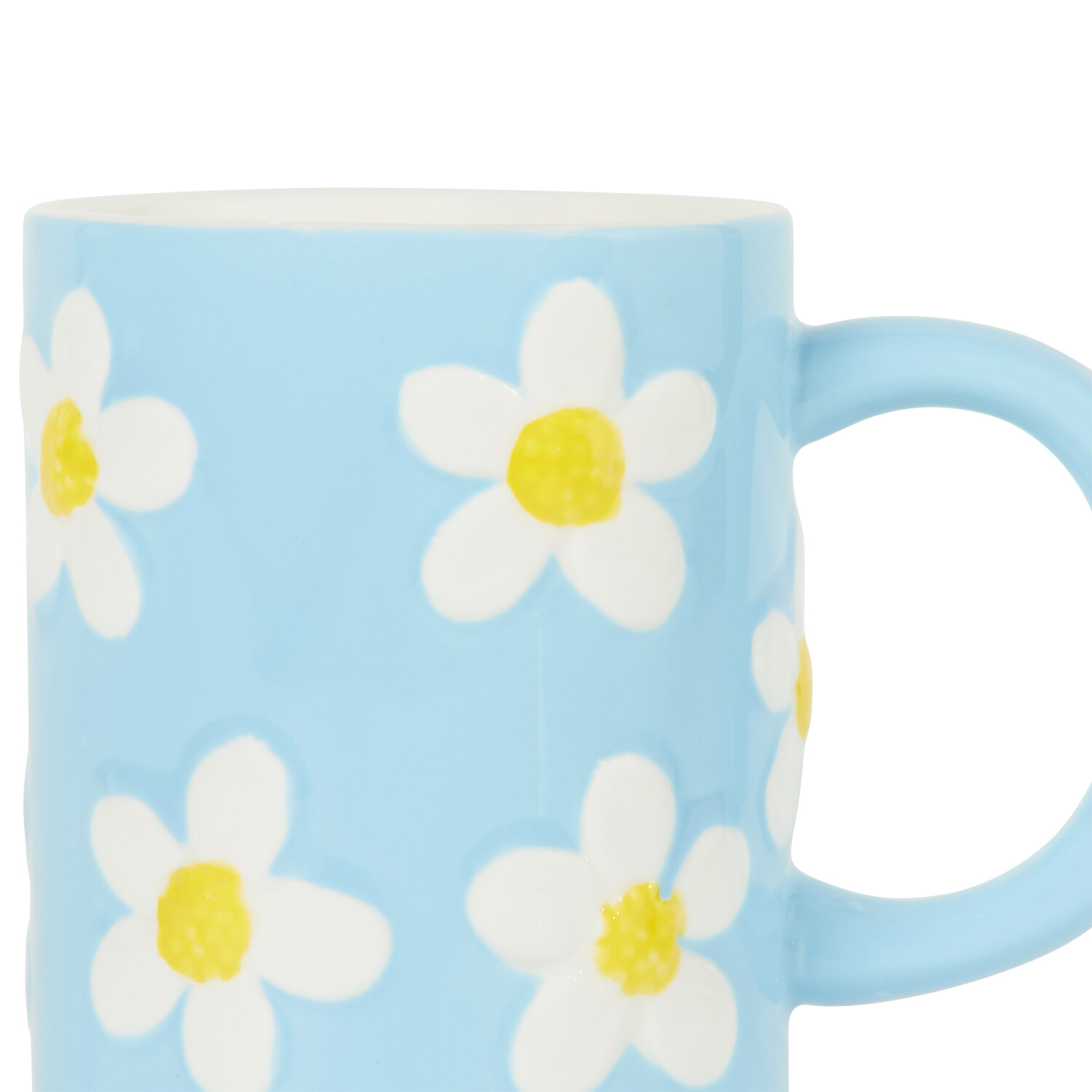 Daisy Handpainted and Embossed Mug - Blue Image 3