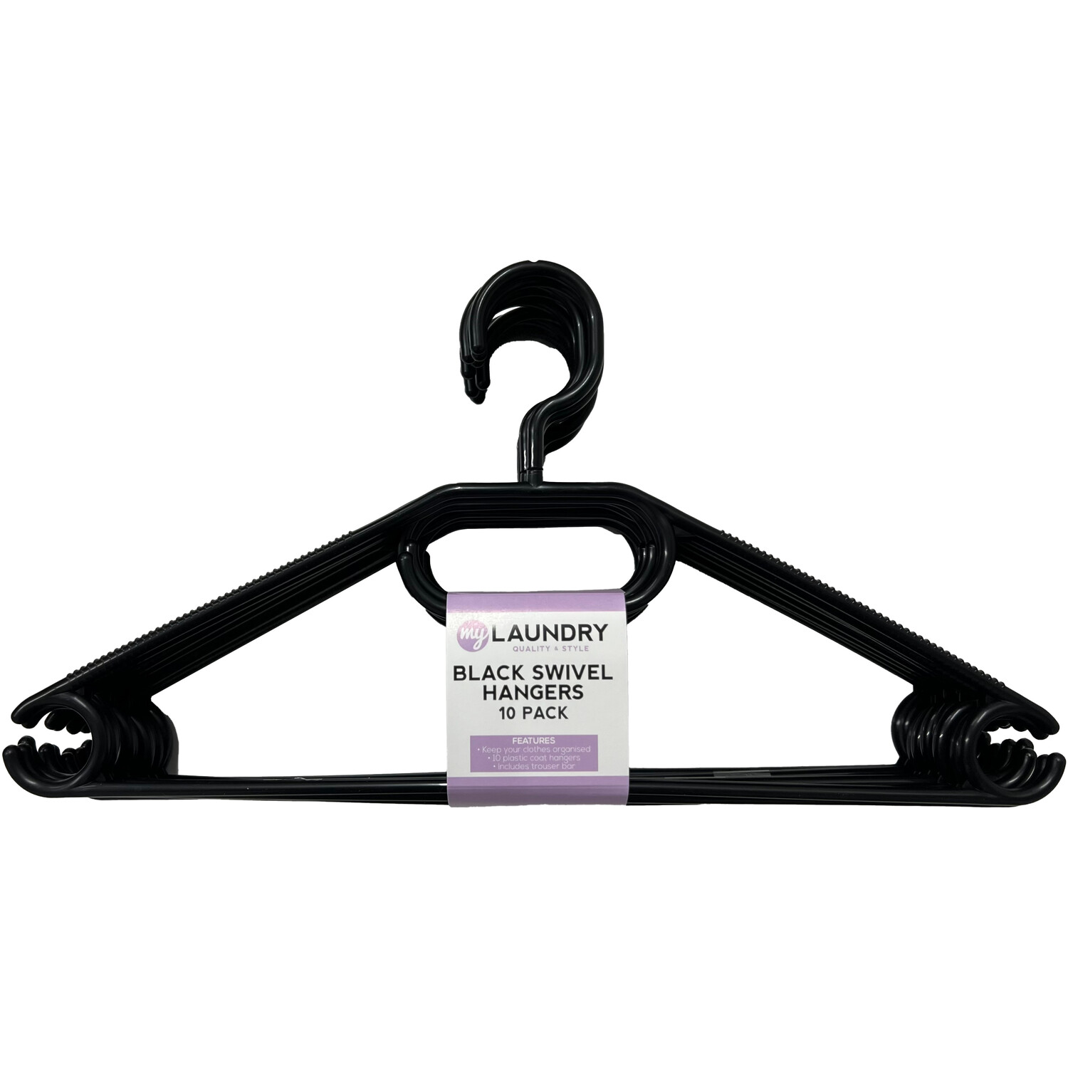 Pack of 10 My Laundry Swivel Hangers  - Black Image 2