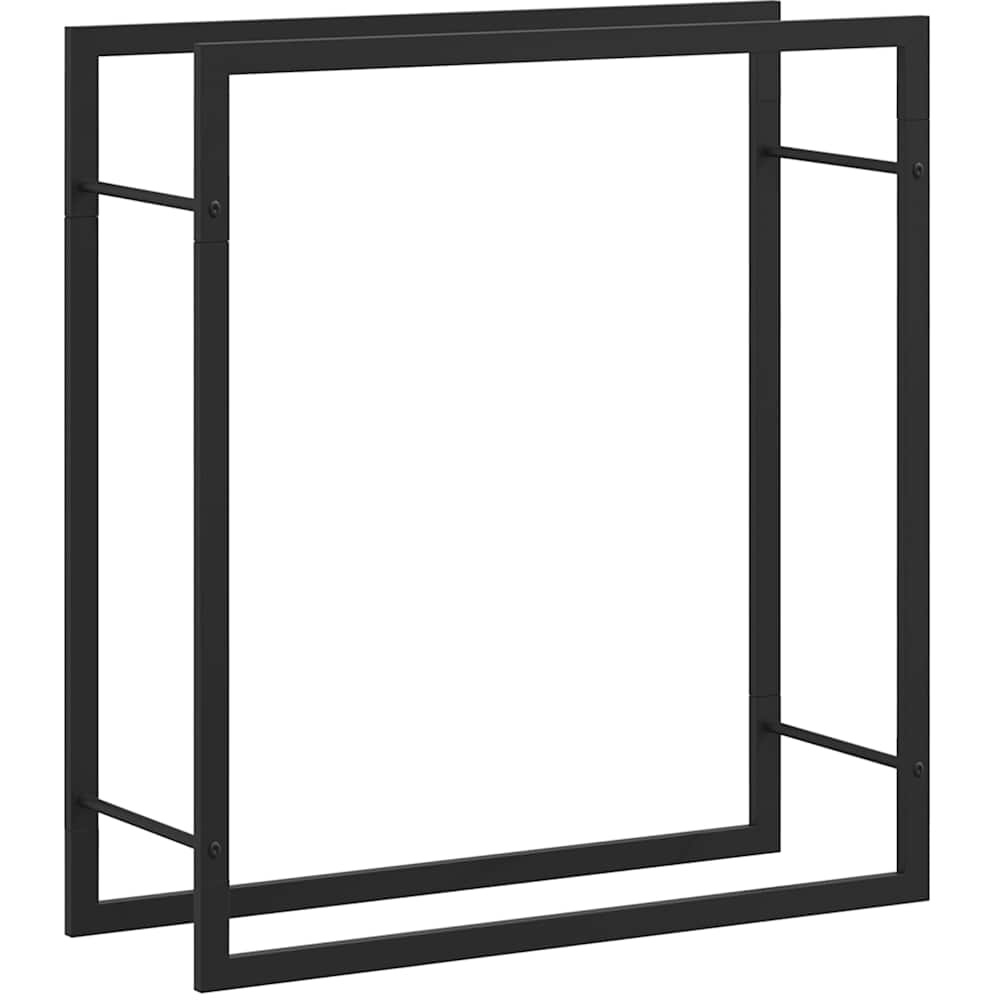 Walplus Matt Black Steel Firewood Log Holder 80 x 28 x 86cm Image 4